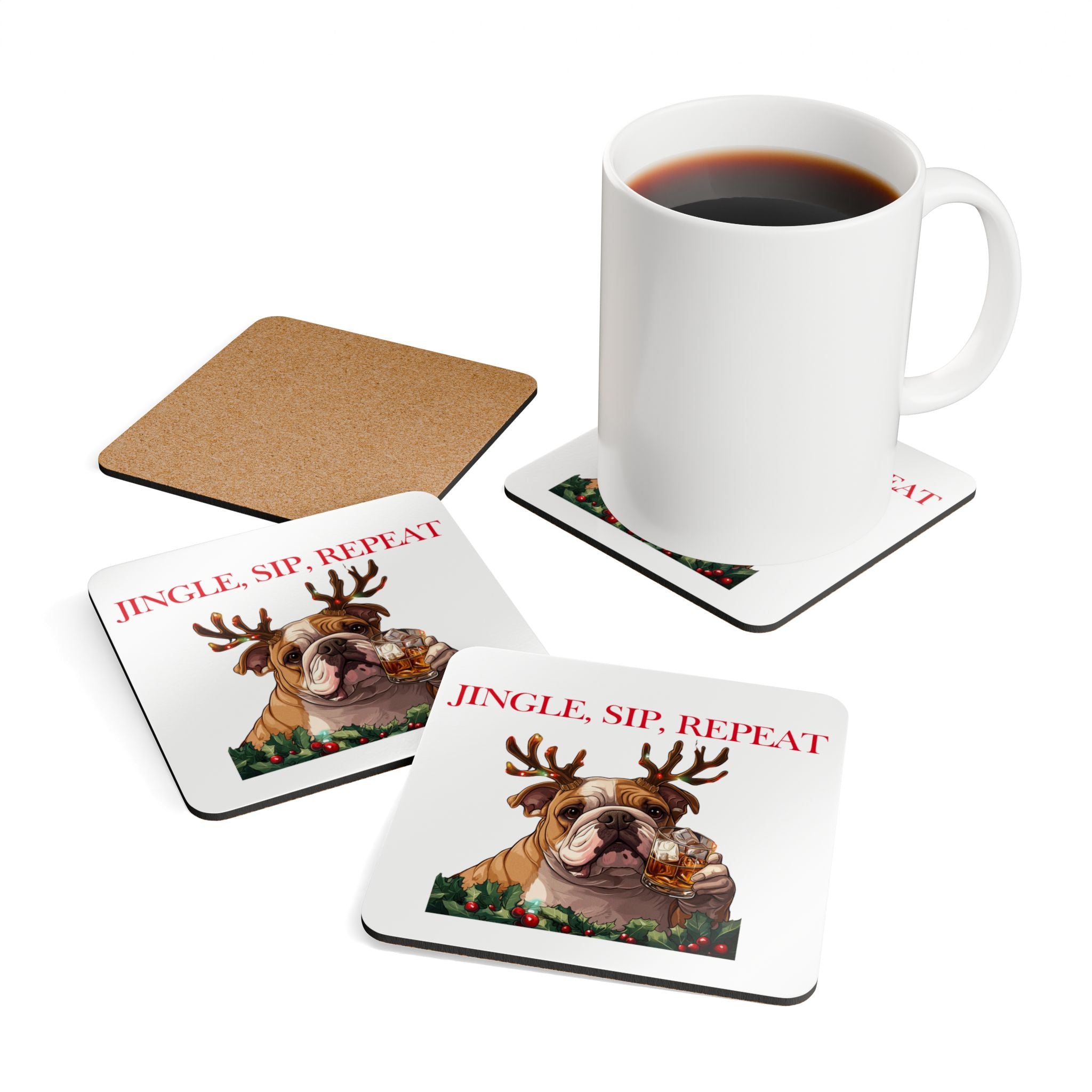 "Jingle, Sip, Repeat" Tipsy Bully Coaster Set (English)