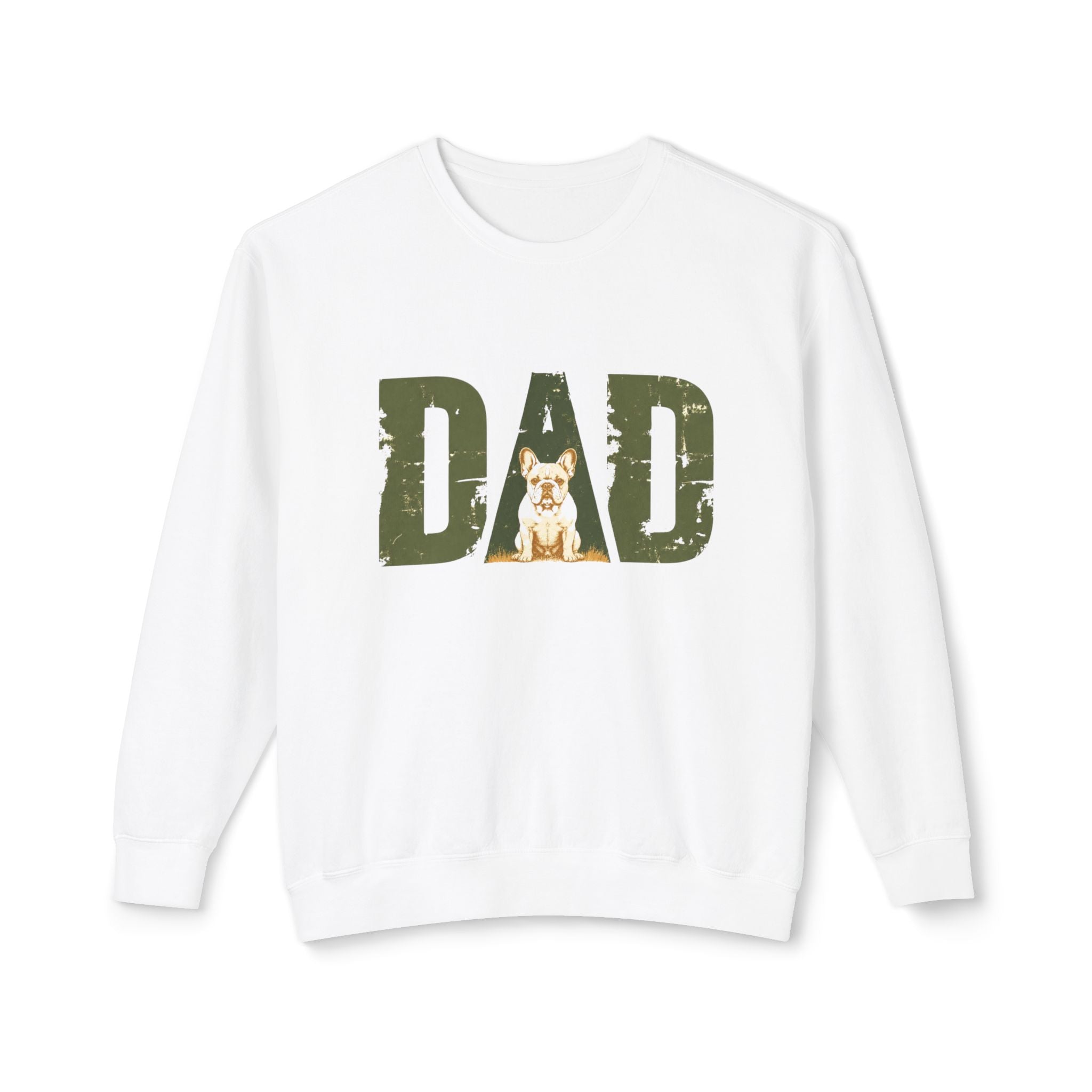 Bulldog Dad Crewneck Sweatshirt | Distressed DAD Sweatshirt for Bulldog Dads (English)