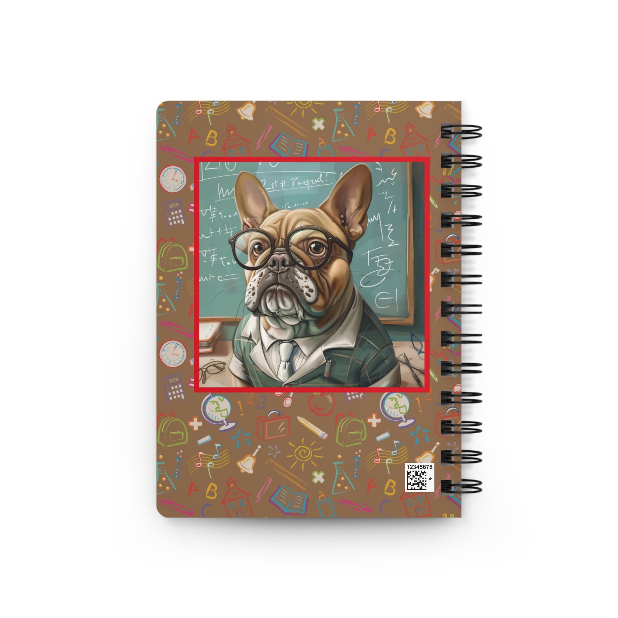 Smarty Paws Back-to-School Bulldog Spiral Notebook (Tan/French)