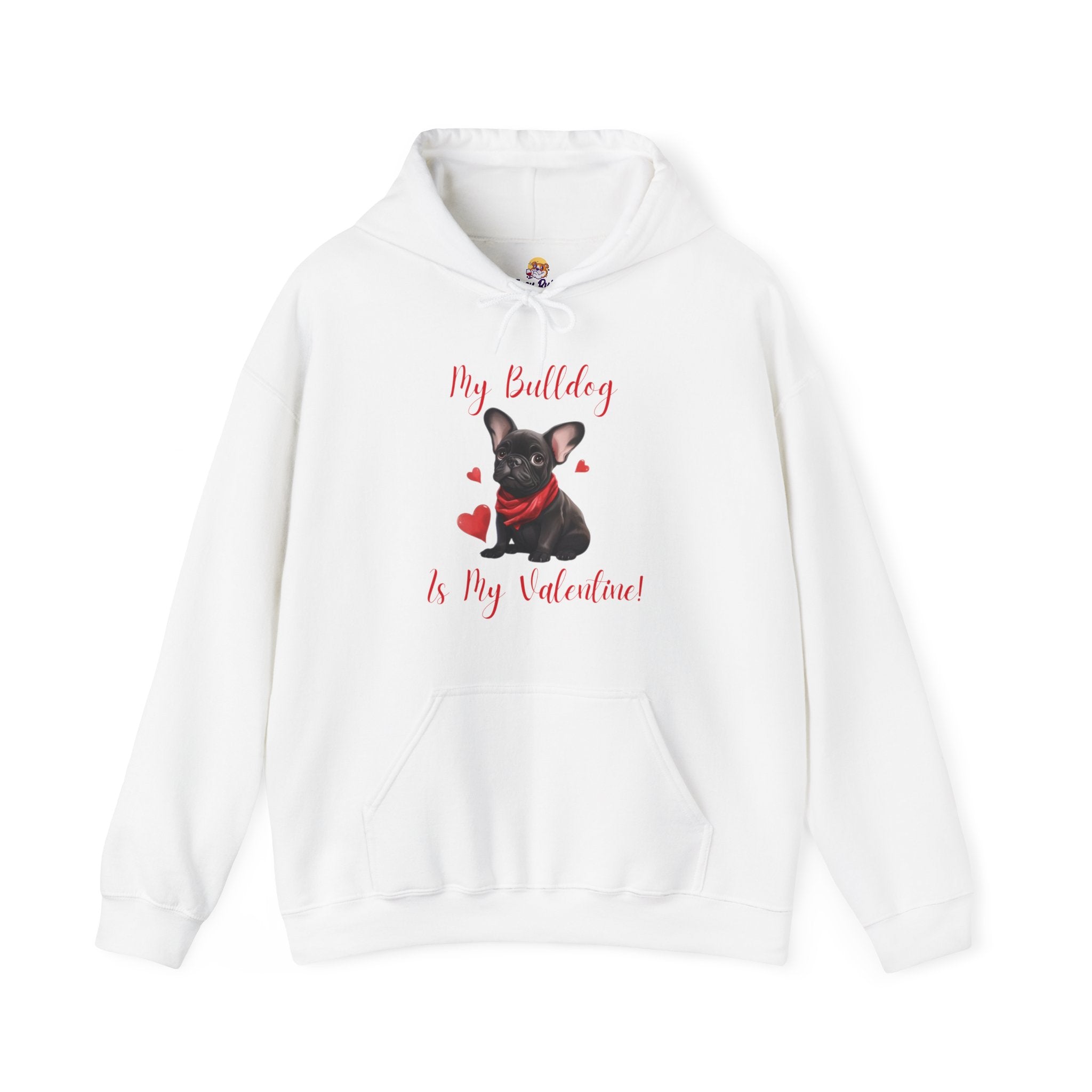 My Bulldog Is My Valentine" - Customizable Bulldog Valentine's Day Hoodie from Tipsy Bully (French/Black)