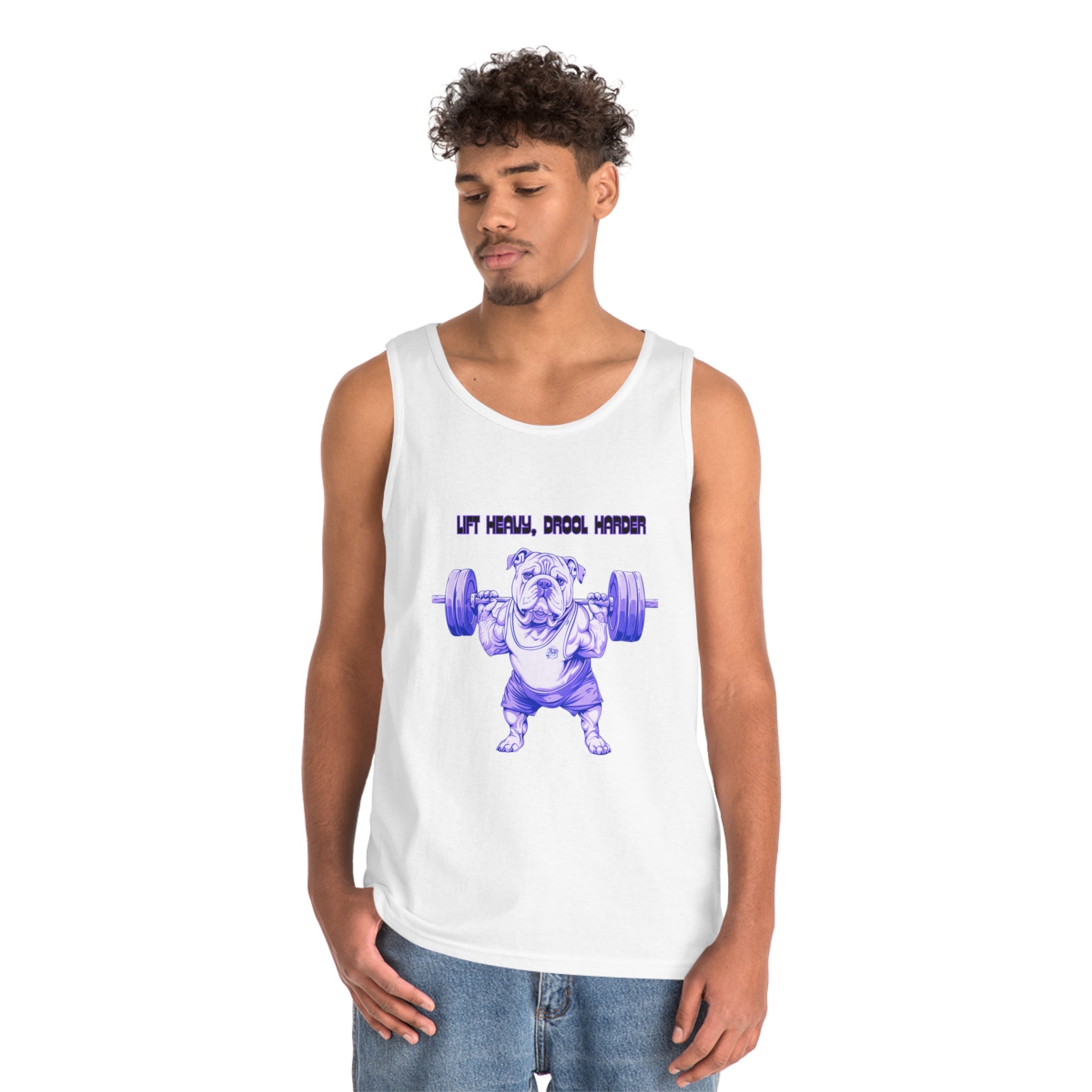 Tipsy Bully "Sweat, Drool, Repeat"  Unisex Tank Top (English/Purple)