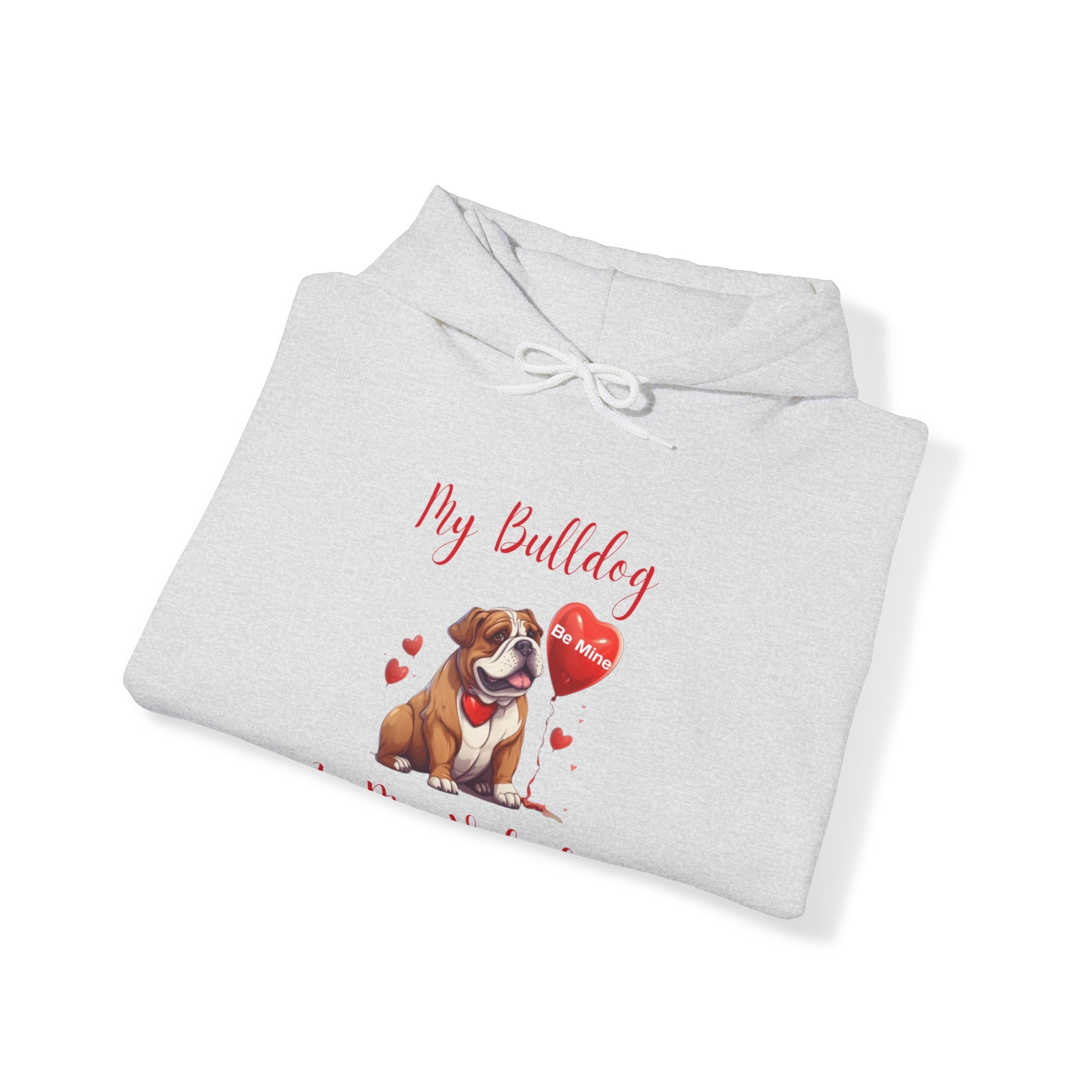 My Bulldog Is My Valentine" - Customizable Bulldog Valentine's Day Hoodie from Tipsy Bully (English/Brown)