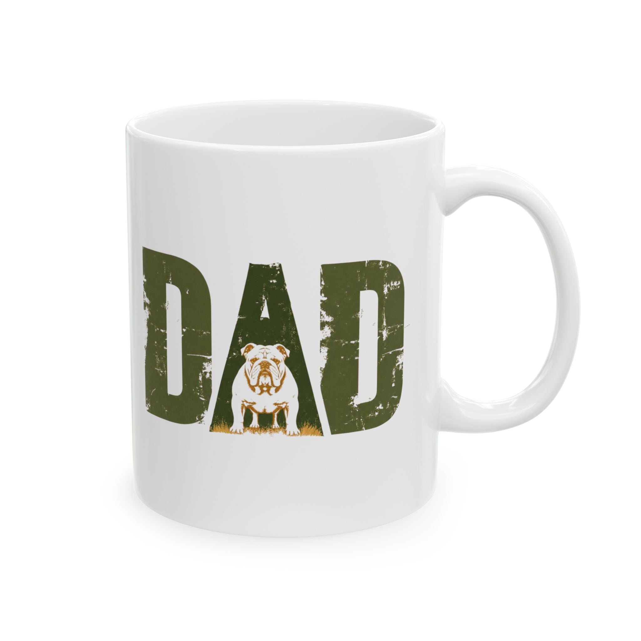 Bulldog Dad Ceramic Mug (11oz/15oz) | Distressed DAD Ceramic Mug (English)