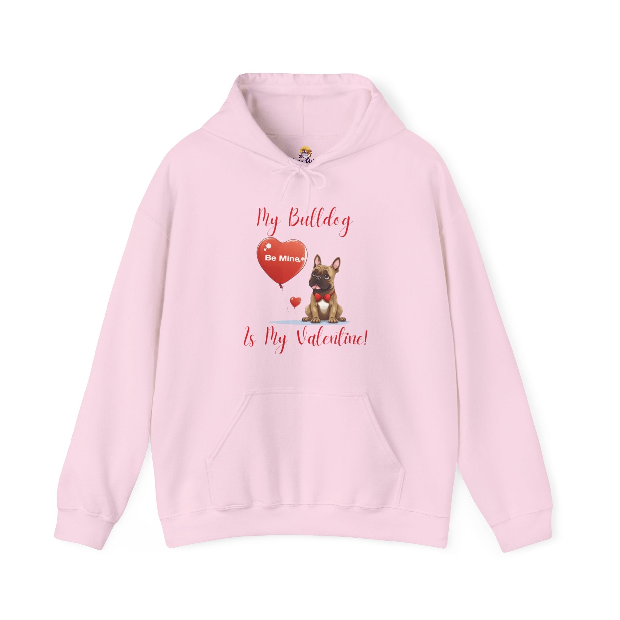 My Bulldog Is My Valentine" - Customizable Bulldog Valentine's Day Hoodie from Tipsy Bully (French/Brown)