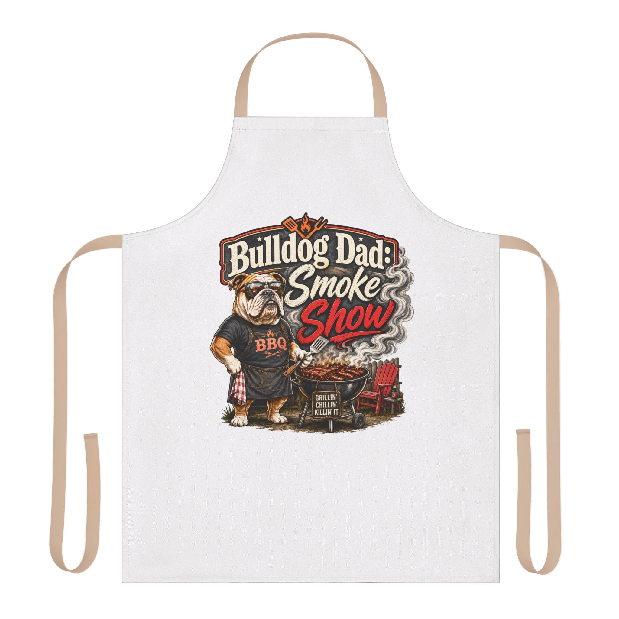 Bulldog Dad BBQ Apron – "Smoke Show" Grilling Gift for Fathers (English)