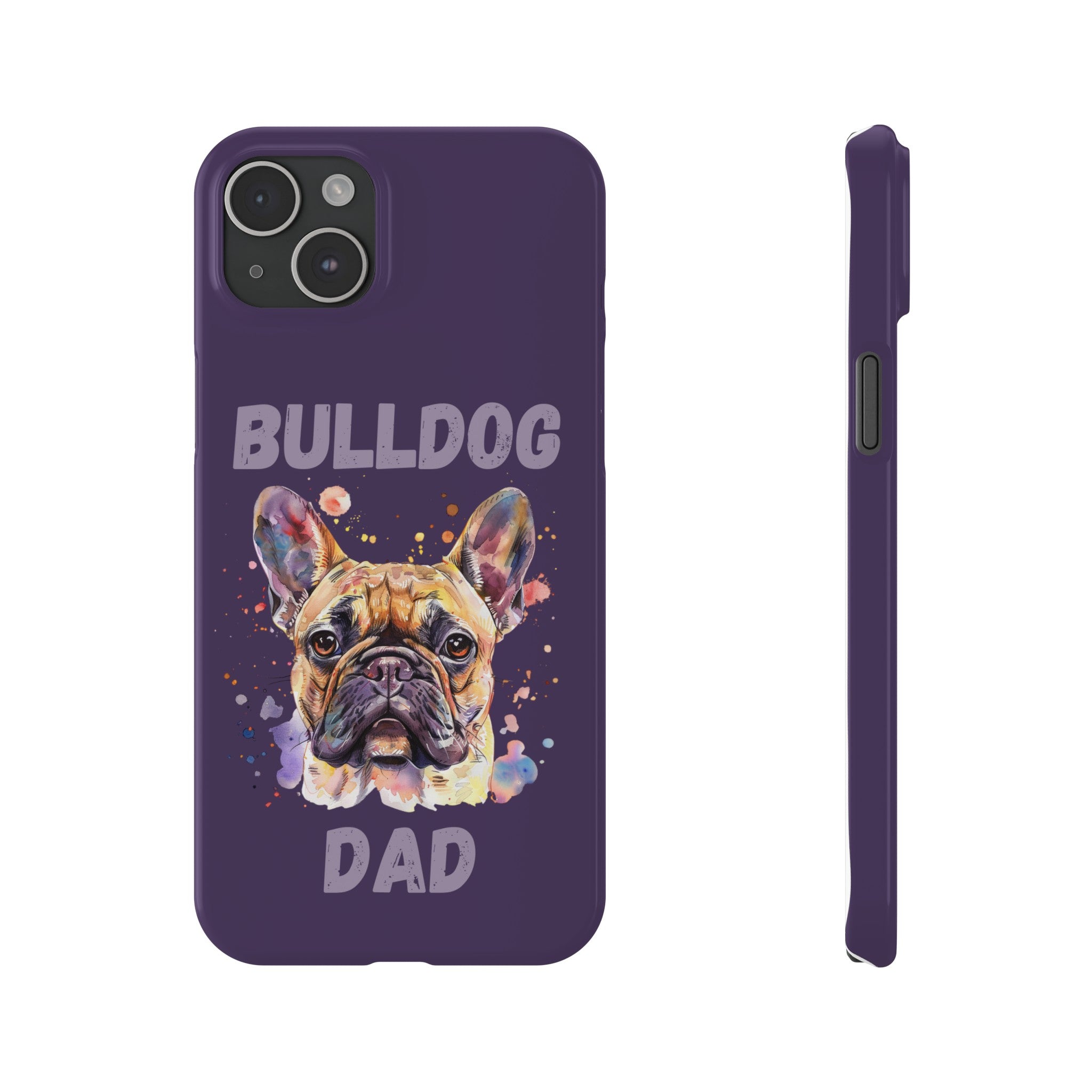 Bulldog Dad iPhone Cases (French/Purple)