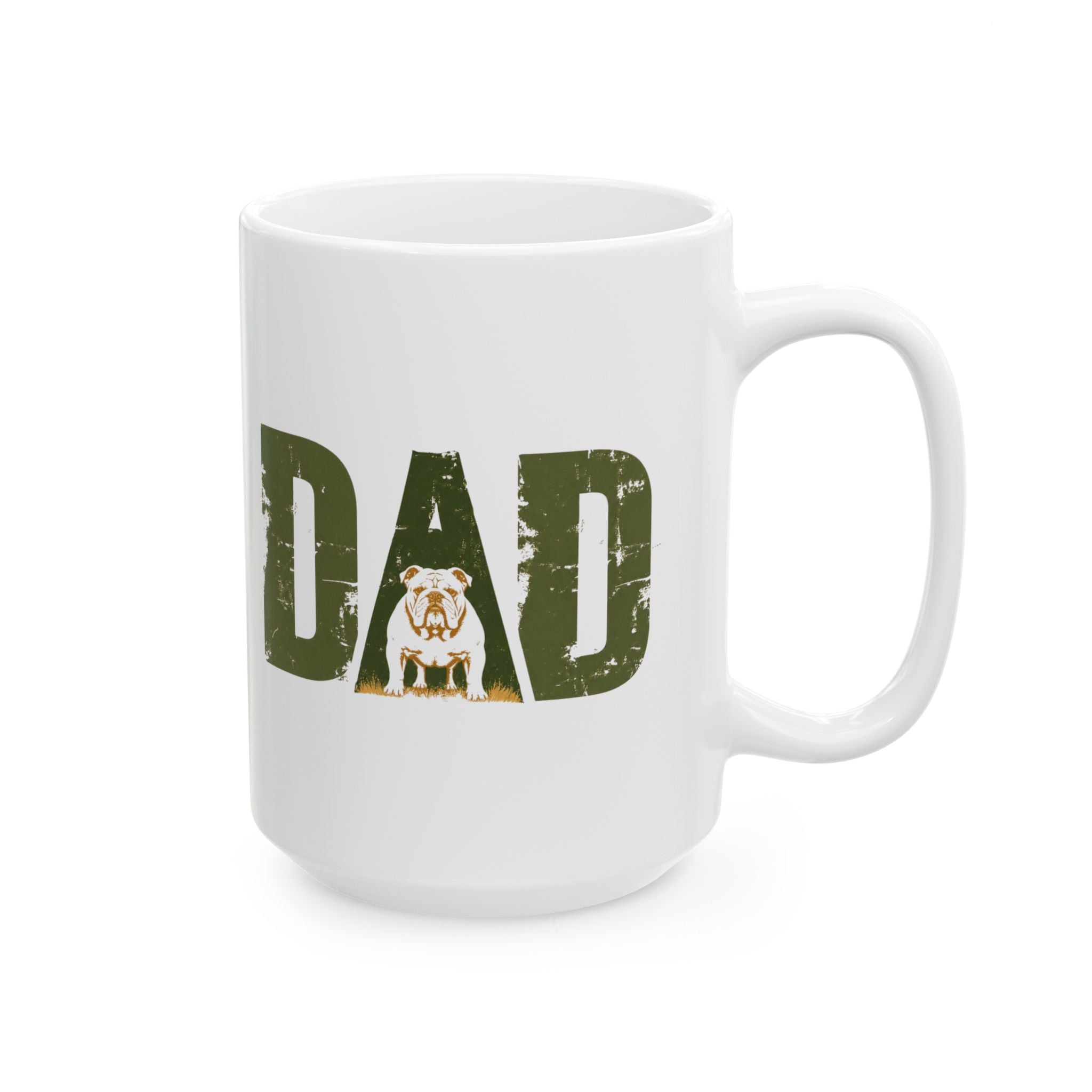 Bulldog Dad Ceramic Mug (11oz/15oz) | Distressed DAD Ceramic Mug (English)