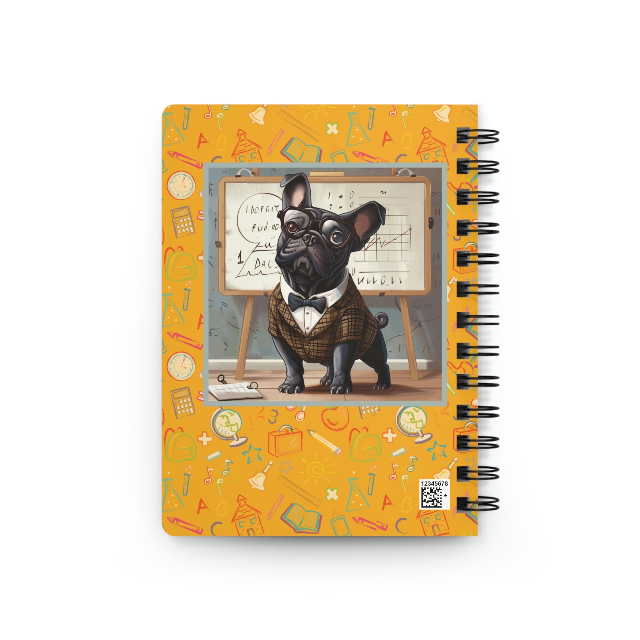 Smarty Paws Back-to-School Bulldog Spiral Notebook (Black/French)