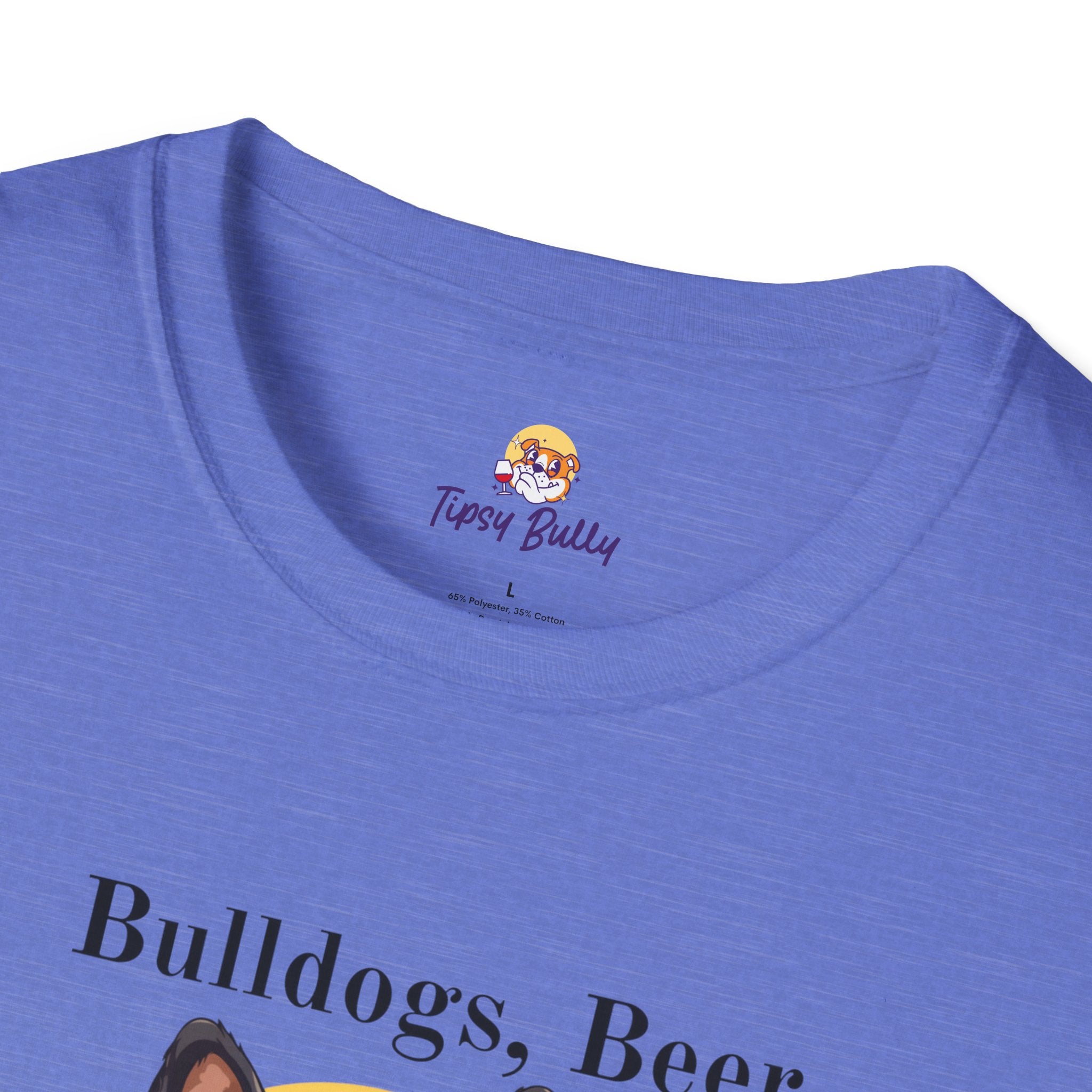 Bulldogs, Beer, and Bad Decisions" Unisex T-Shirt by Tipsy Bully (French/Black)