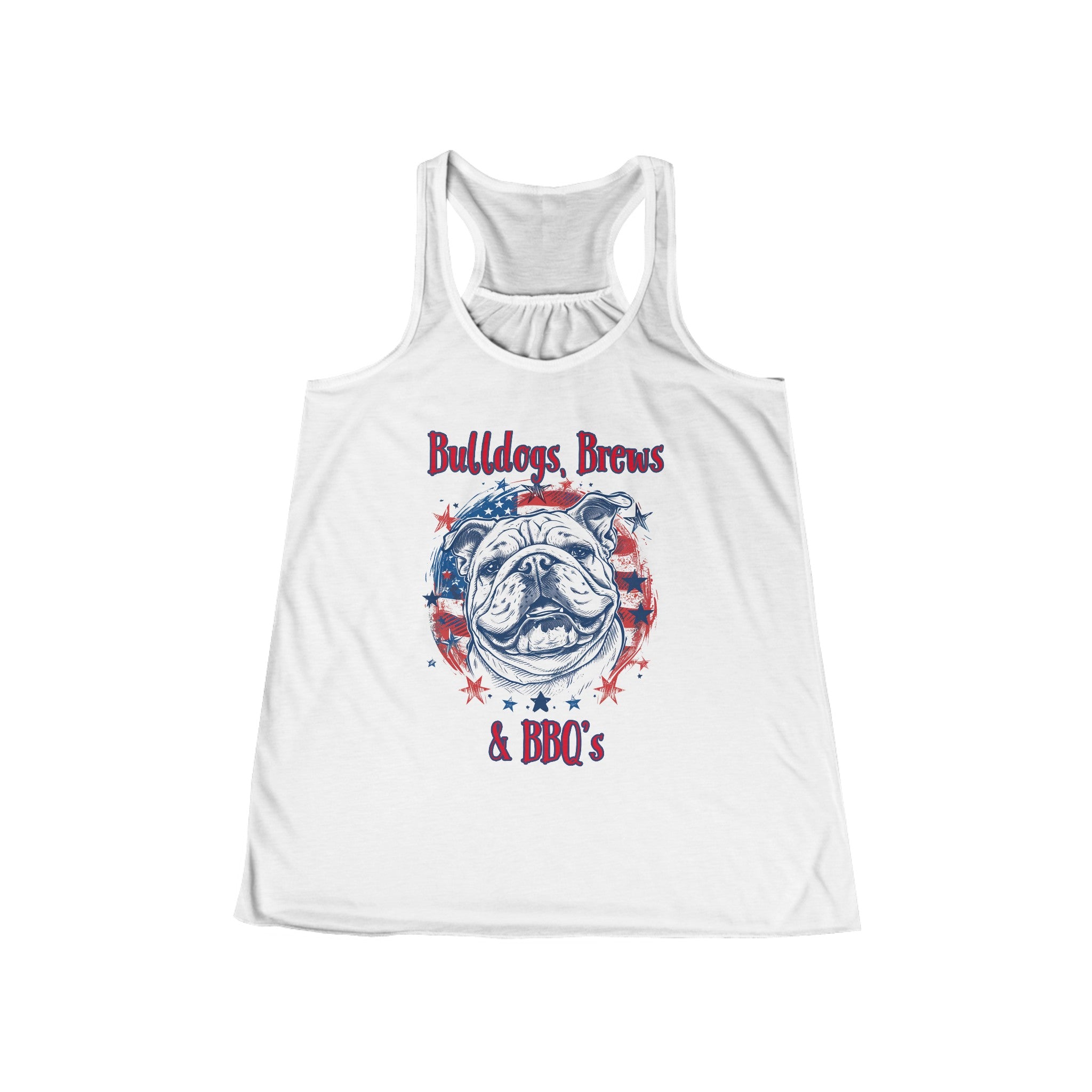 Bulldogs, Brews & BBQ's Women's Flowy Racerback Tank (English)