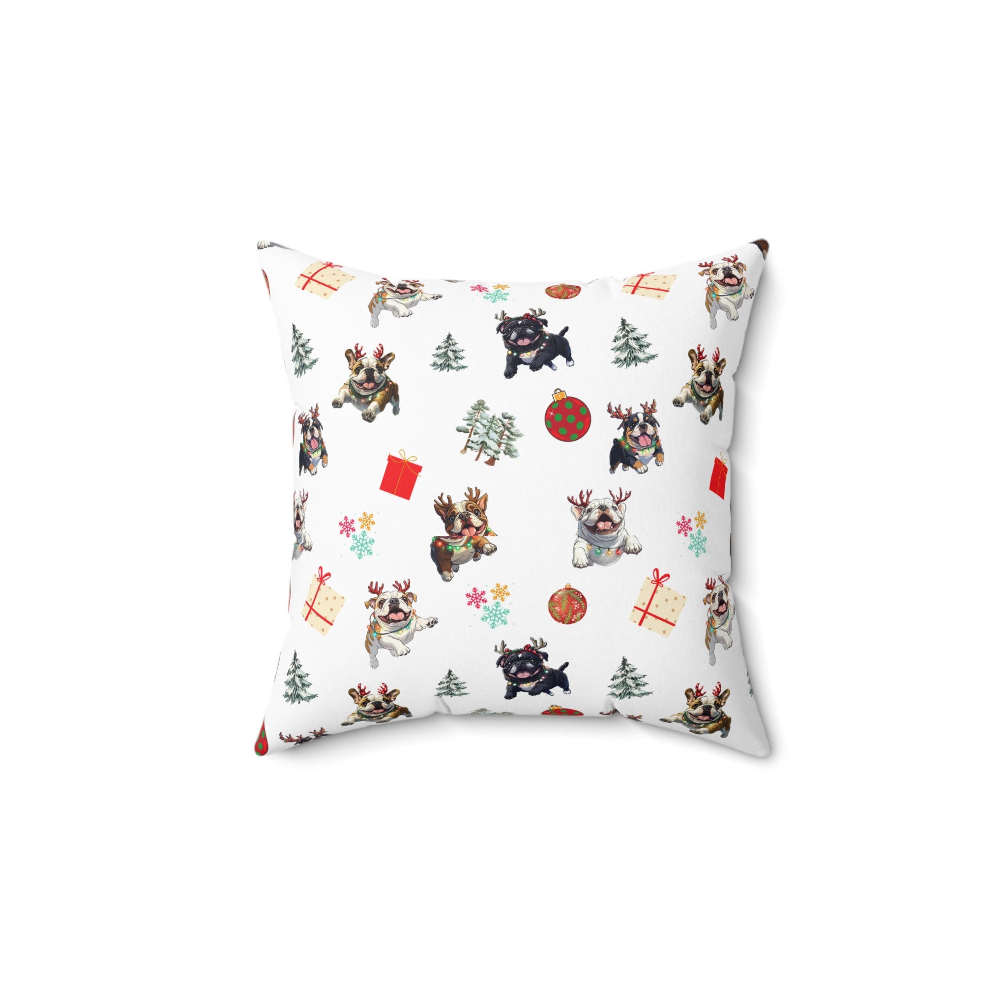 “Tipsy Bulldogs” Christmas pillow (English)