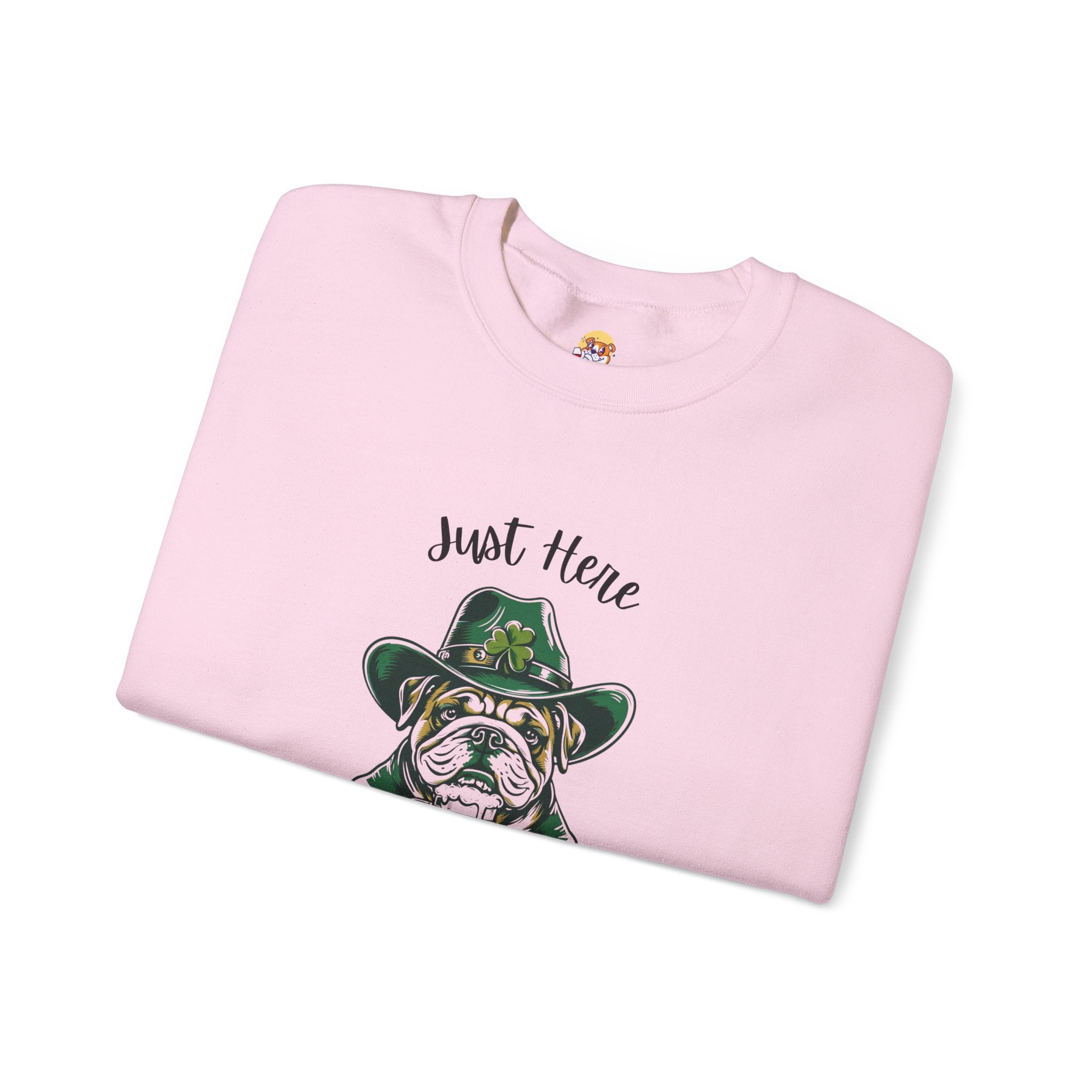 Tipsy Bully St. Patrick's Day Sweatshirt: "Just Here for the Shenanigans" (English)