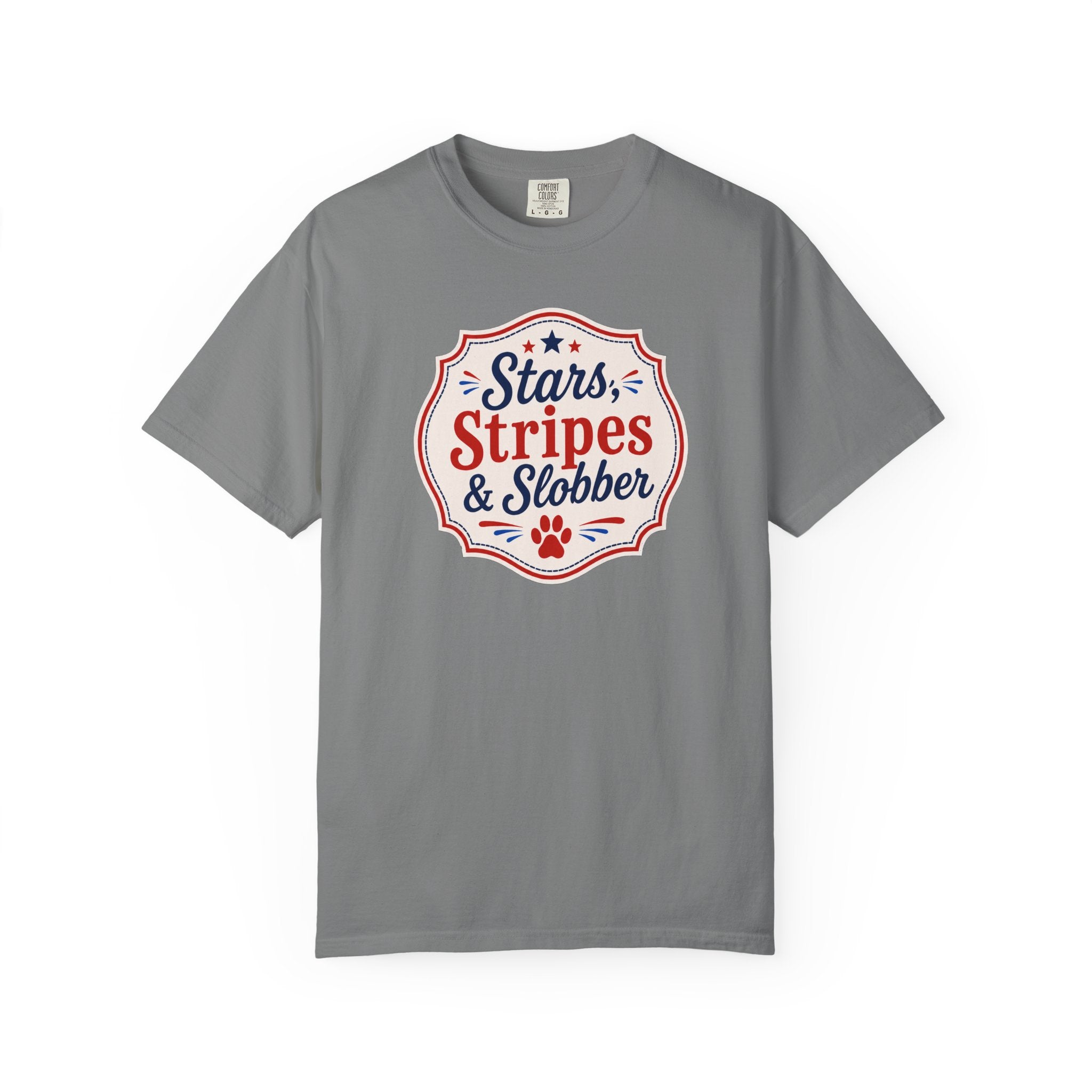 Stars, Stripes & Slobber Bulldog T-Shirt | Patriotic Garment-Dyed Tee (English)