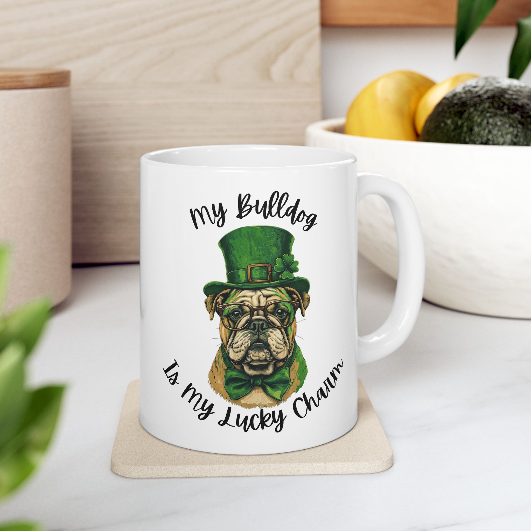 Bulldog St. Patrick's Day Coffee Mug (English)