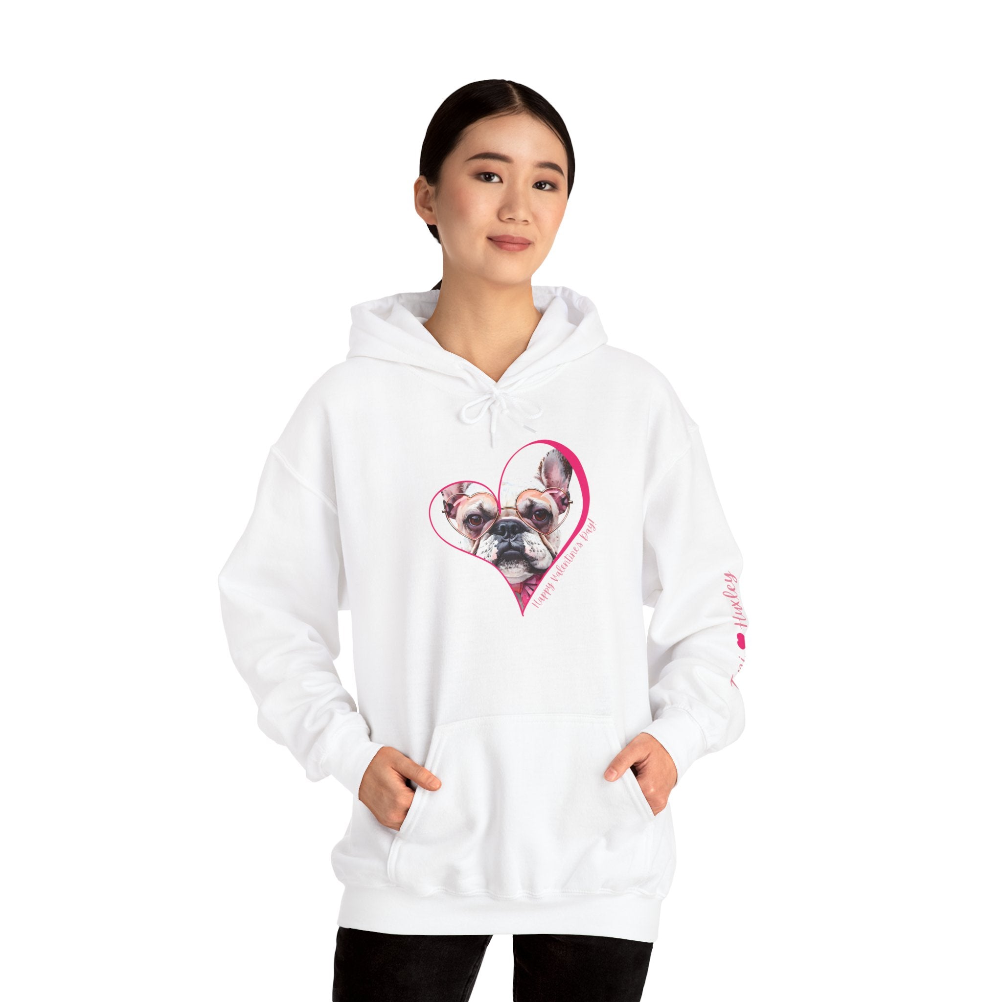 Personalized Paw-fect Love Valentine’s Unisex Heavy Blend™ Hooded Sweatshirt (French)