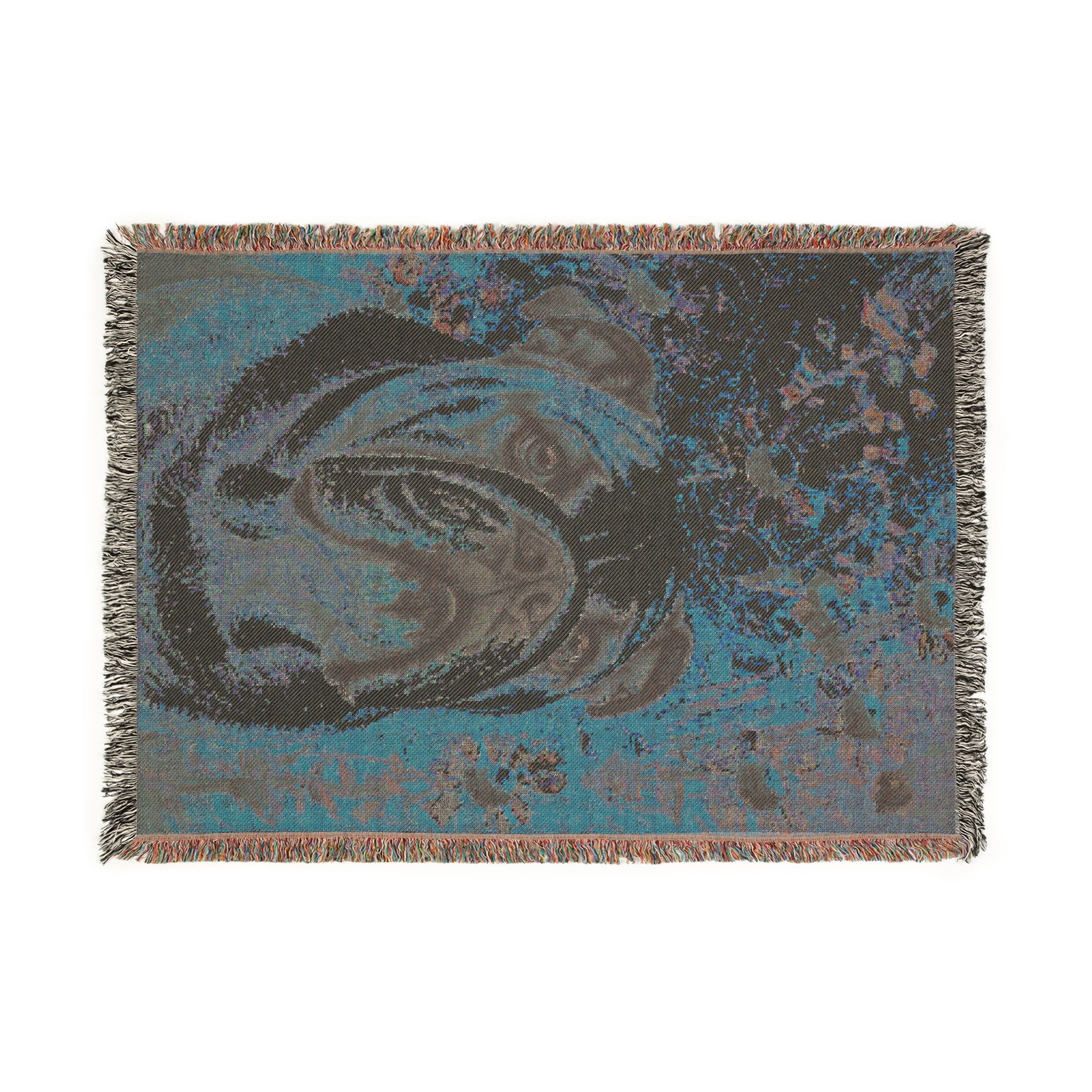 Woven Throw Blanket - English Bulldog & Daisies - 100% Cotton Tapestry with Fringed Edges
