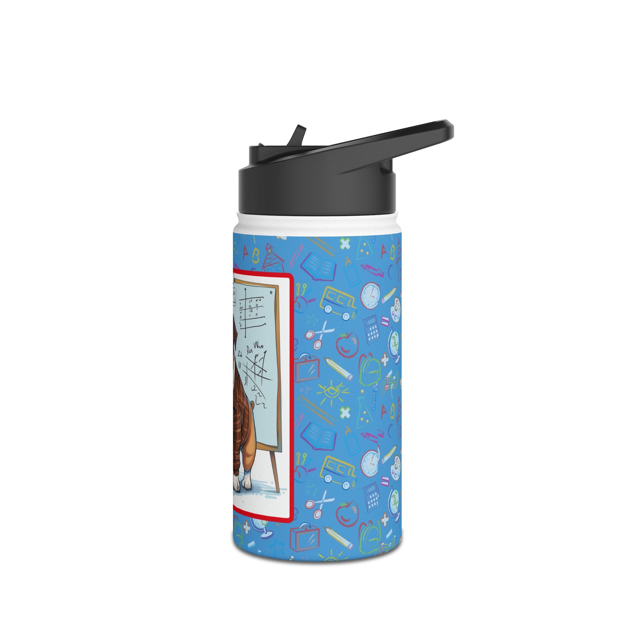 Smarty Paws Back-to-School Bulldog Water Bottle (Tan/English)