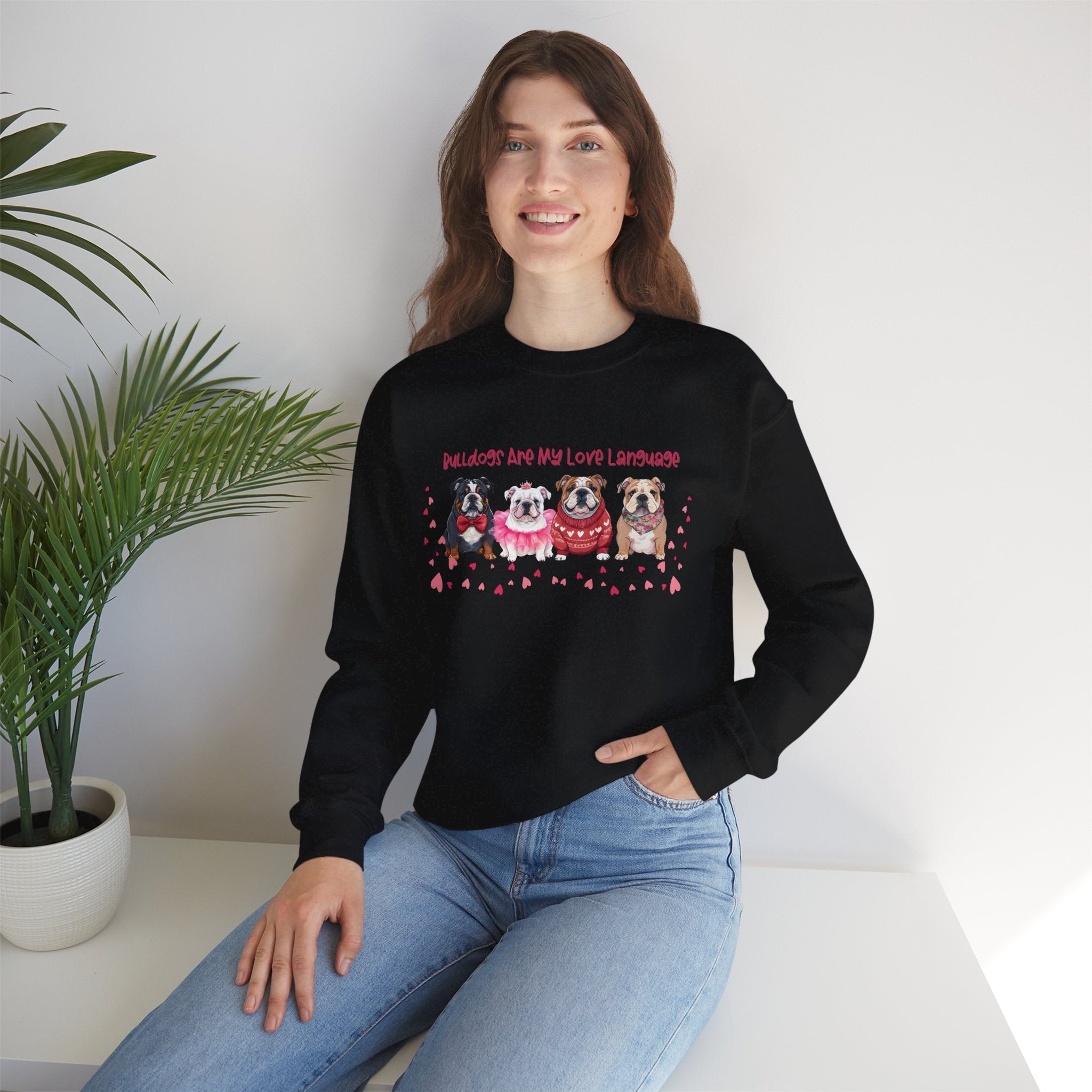 Bulldog Valentine’s Day Crew Neck Sweatshirt (English)