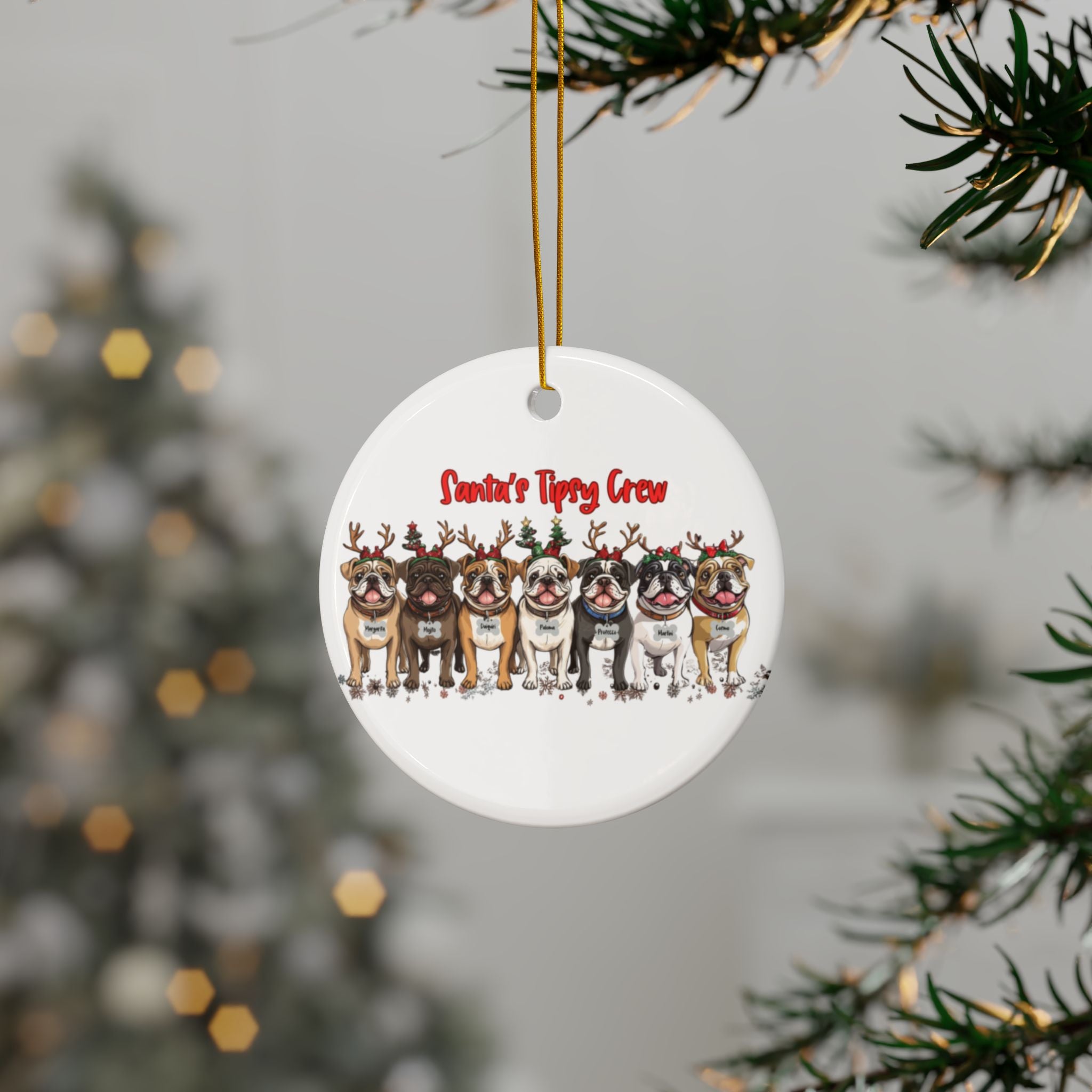 Santa's Tipsy Crew Christmas ornament (1pc, 3pcs, 5pcs, 10pcs/English)