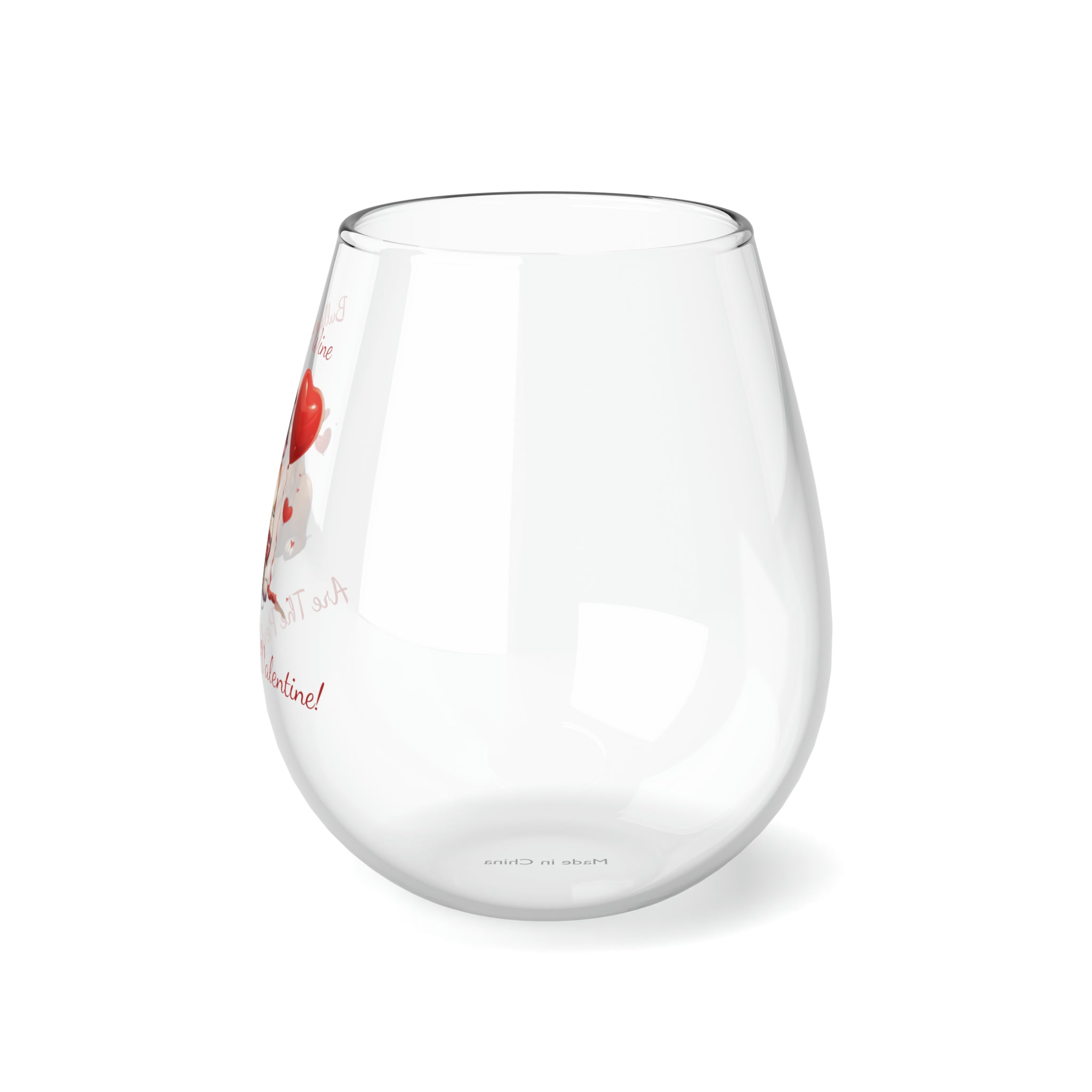 Bulldogs & Wine Are the Perfect Valentine! Stemless Wine Glass - Brown English