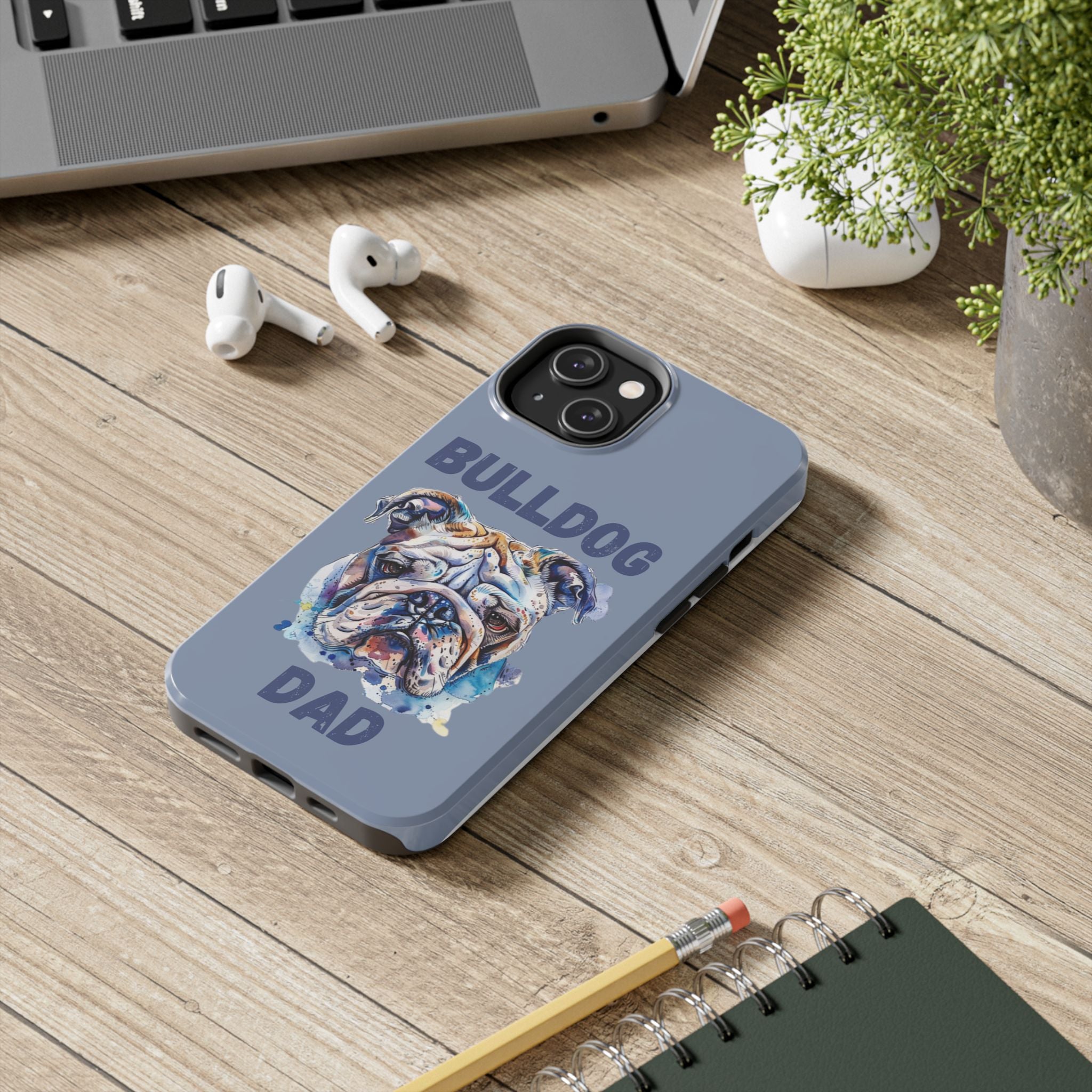 Bulldog Dad iPhone Cases (English/Watercolor) New