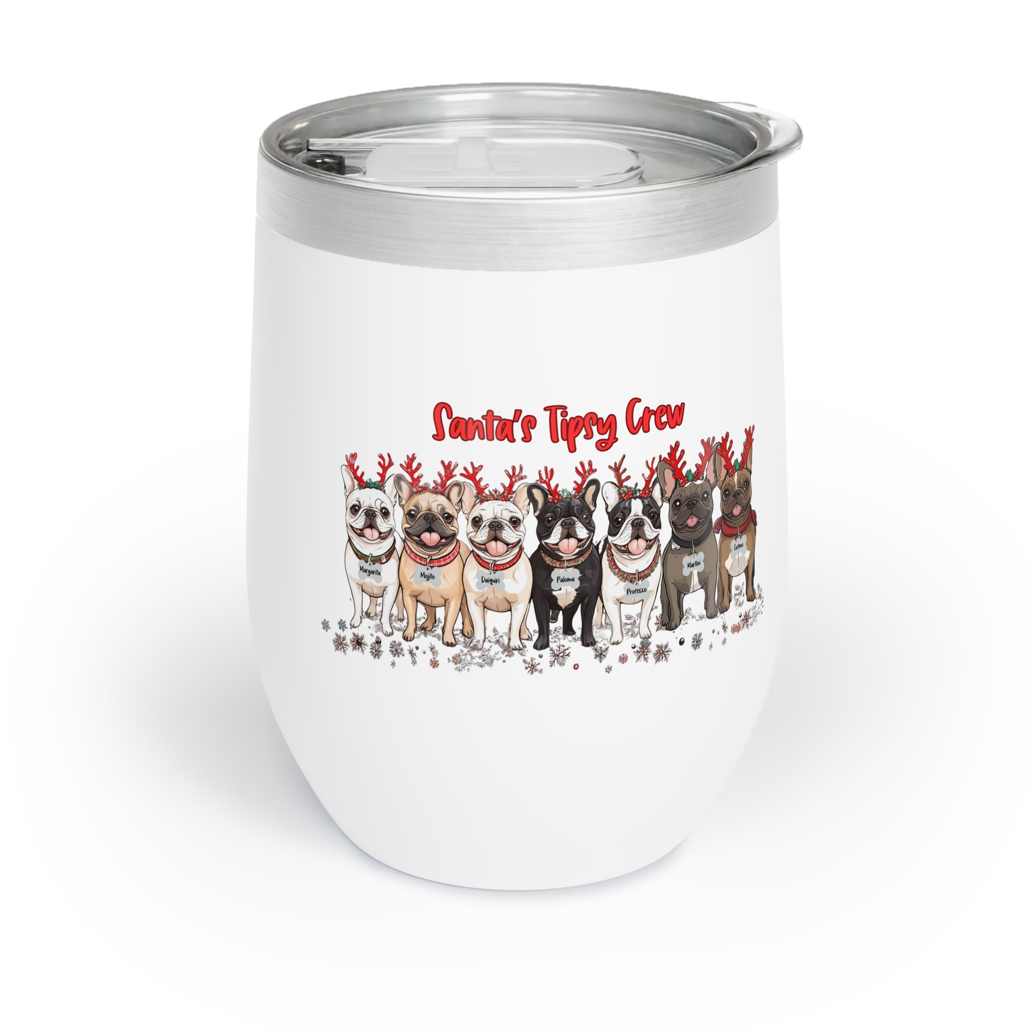 “Santa’s Tipsy Crew” Insulated Wine Tumbler (French)