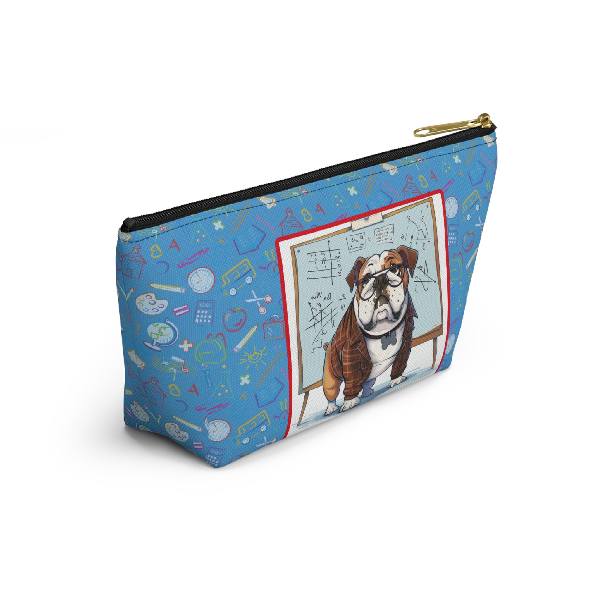 Smarty Paws Back-to-School Bulldog Accessory Pouch (Tan/English)