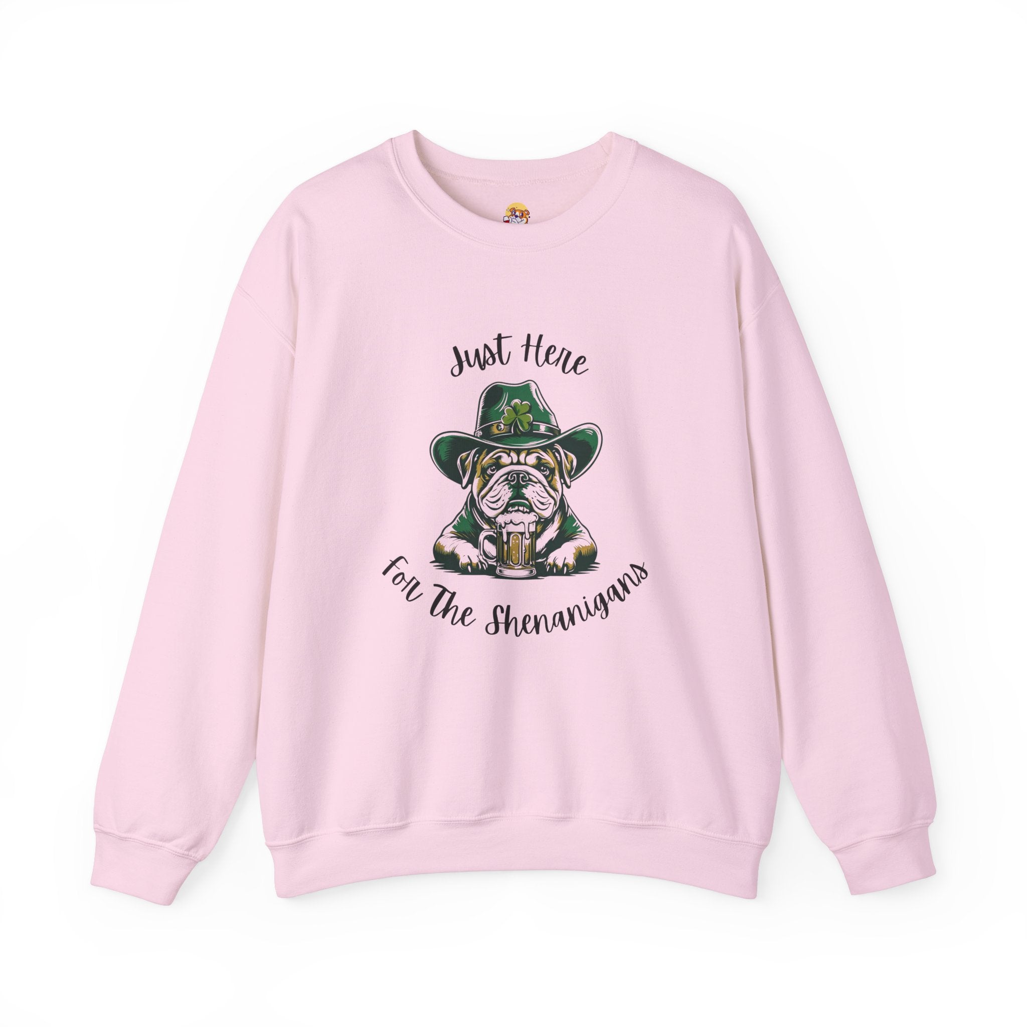 Tipsy Bully St. Patrick's Day Sweatshirt: "Just Here for the Shenanigans" (English)