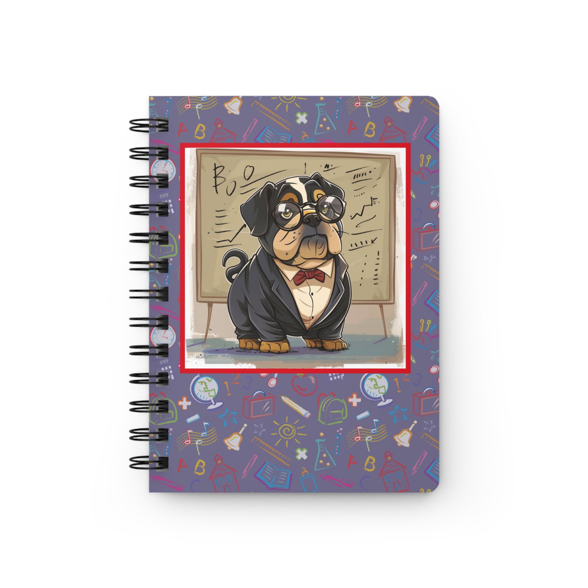 Smarty Paws Back-to-School Bulldog Spiral Notebook (Black/English)