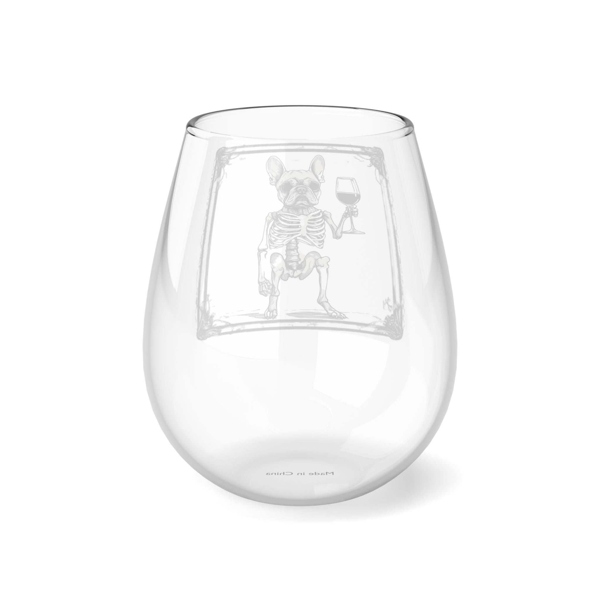 Spooky Sips Bulldog Wine Glass (French)