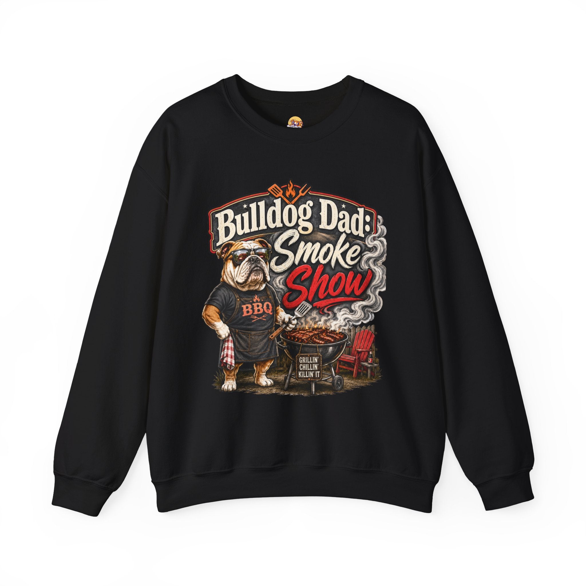 Bulldog Dad Sweatshirt - "Bulldog Dad: Smoke Show" Cozy Crewneck (English)