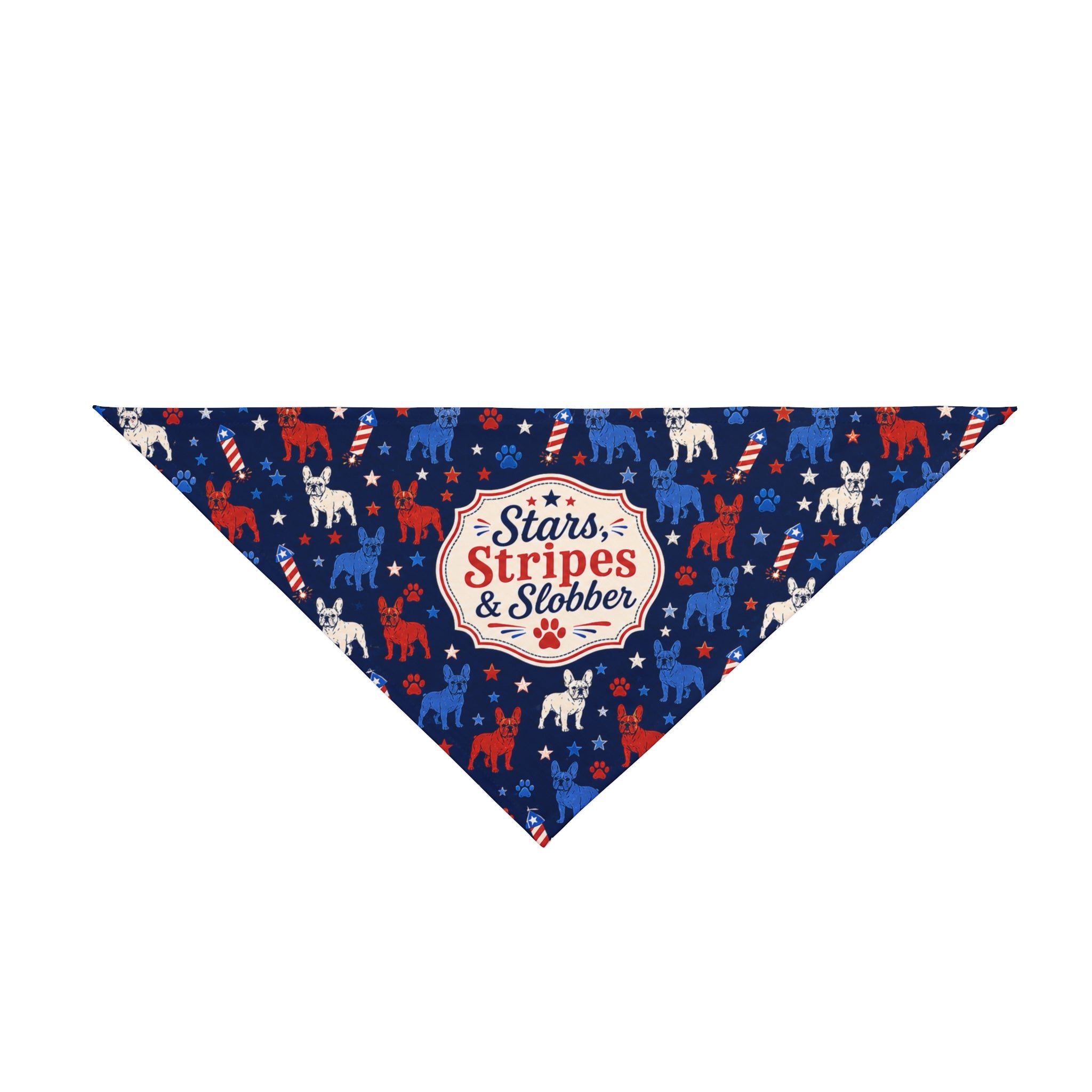 Stars, Stripes and Slobber 4th of July Dog Bandana (French)