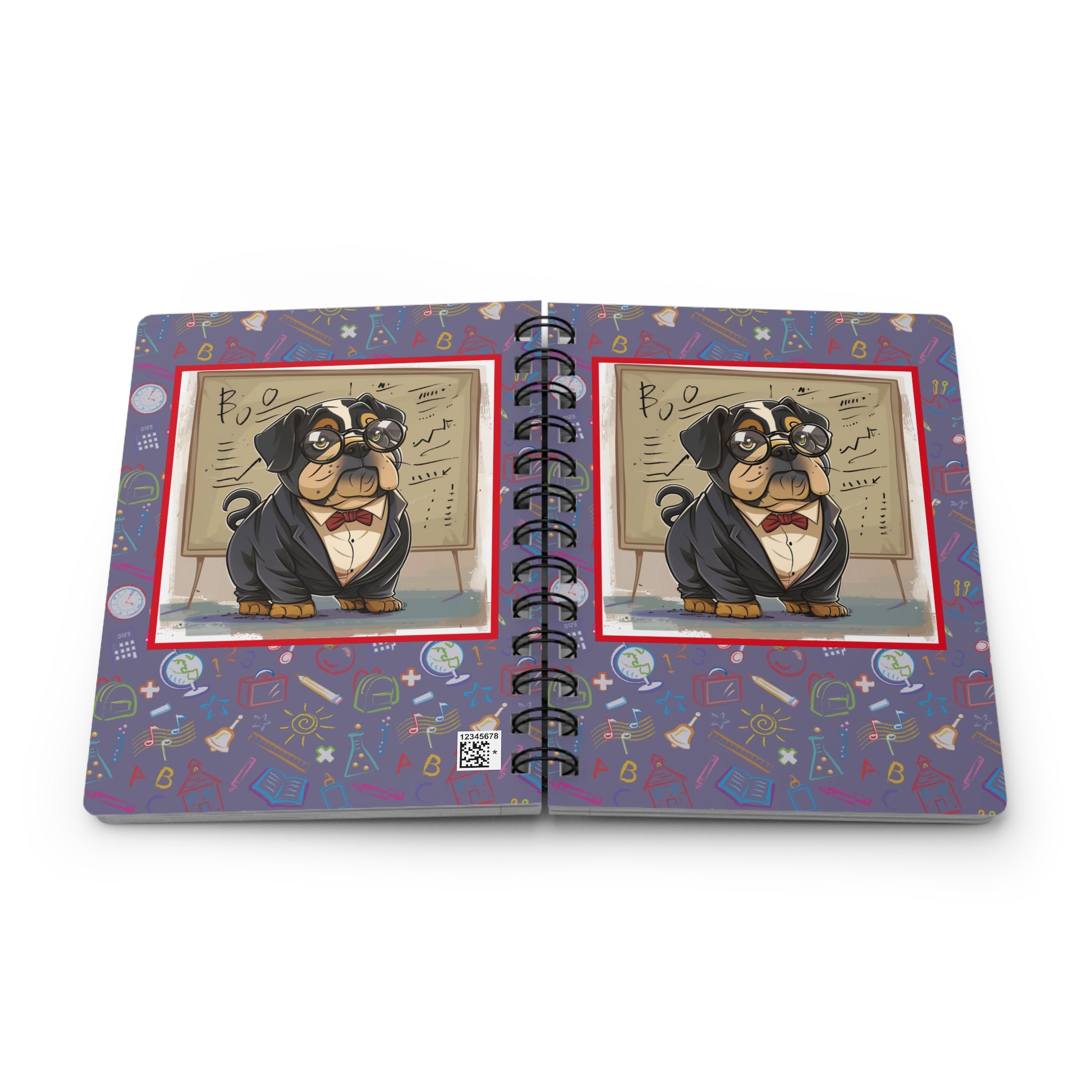 Smarty Paws Back-to-School Bulldog Spiral Notebook (Black/English)