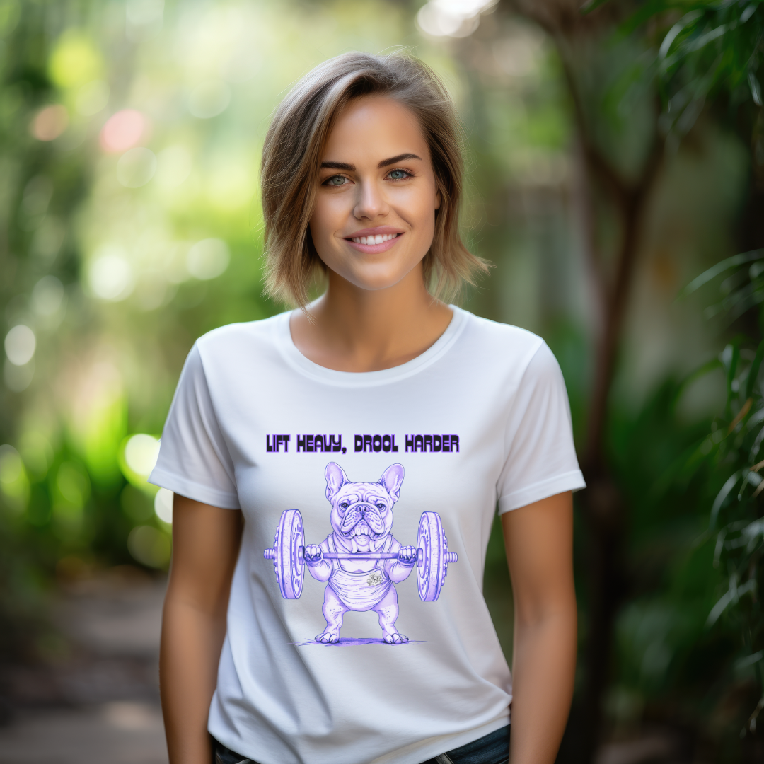 Tipsy Bully Ripped Bulldog  Unisex Moisture Wicking Performance T-Shirt (French/Purple )