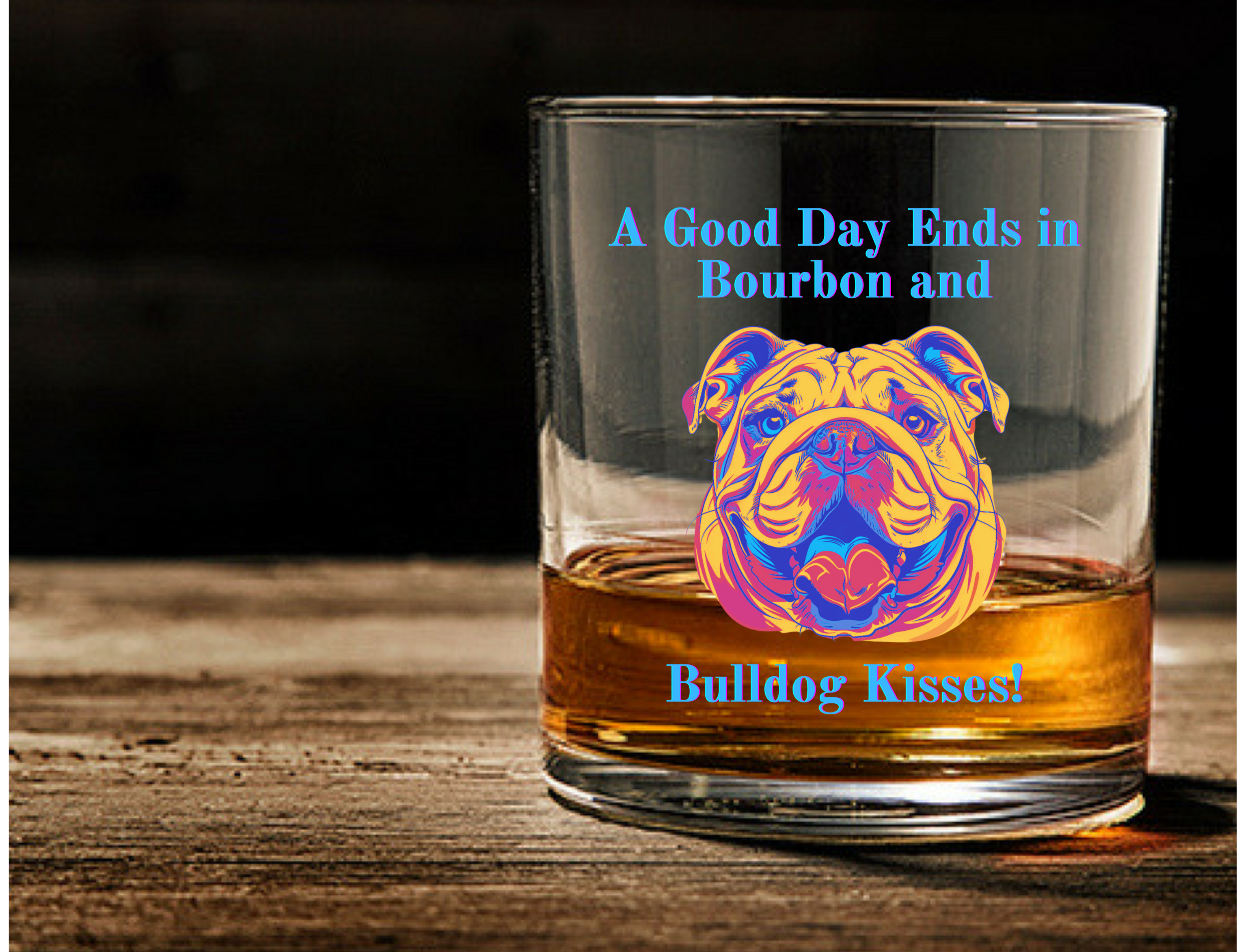 Bulldog Spirit Whiskey Glasses: Bourbon Kisses & Bulldog Wishes (English)