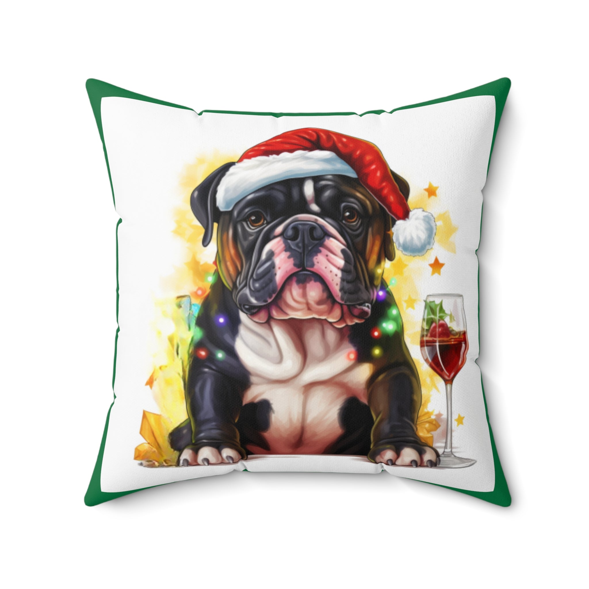 Tipsy Bully Holiday Pillow (Black English-Green)