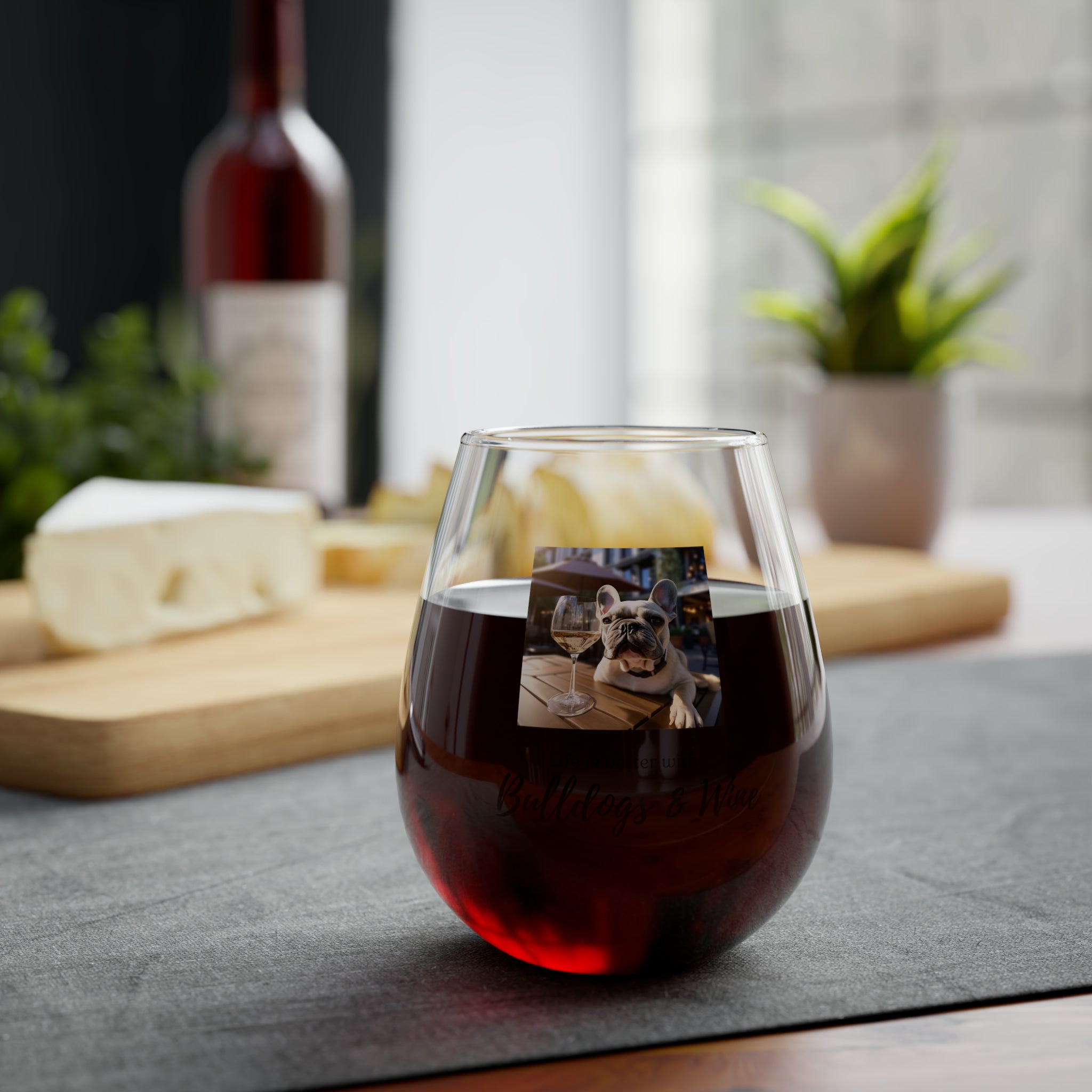 Life is Better with Bulldogs & Wine" Stemless Glass - French Bulldog