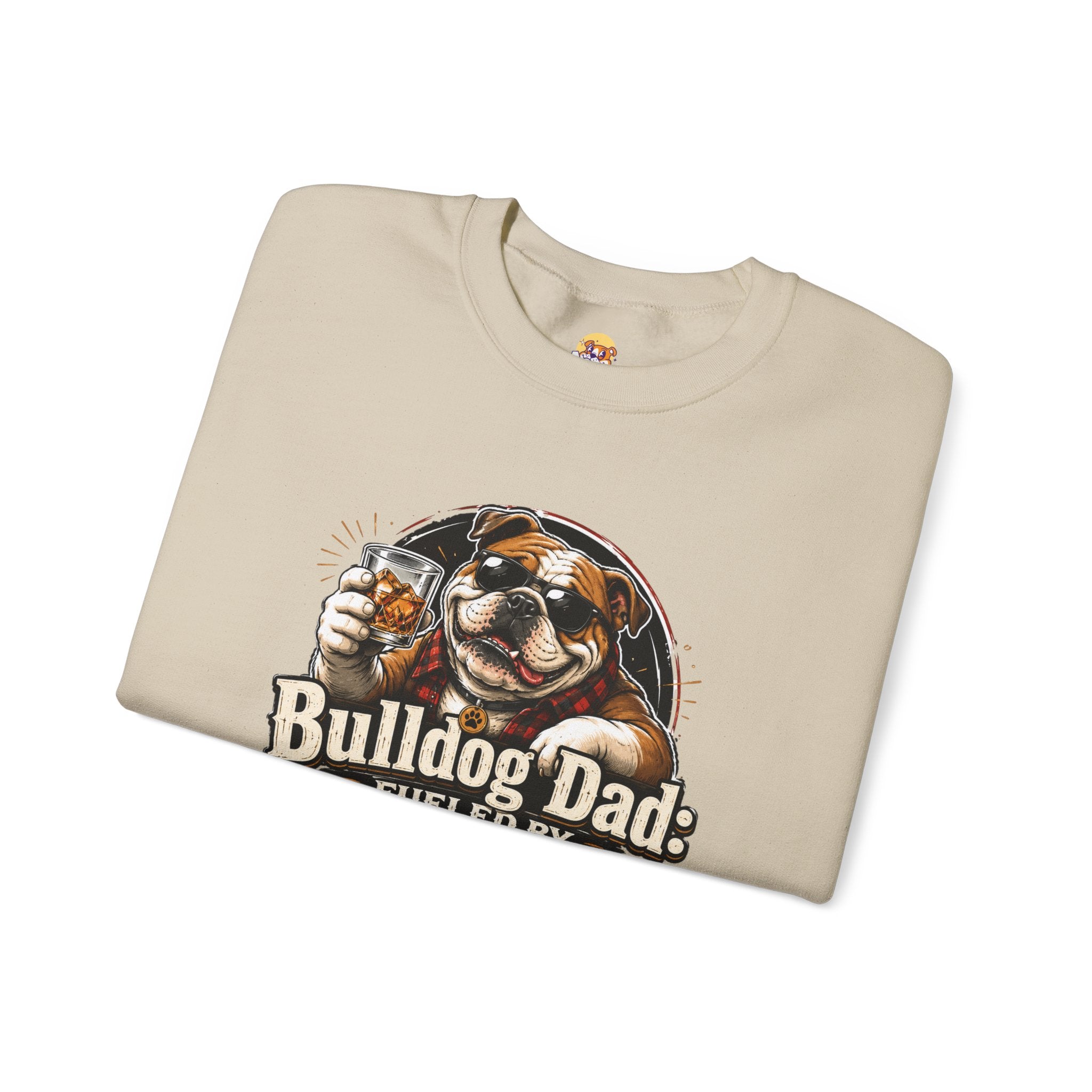 Bulldog Dad Sweatshirt - "Fueled by Bourbon & Bad Decisions" Cozy Crewneck (English)