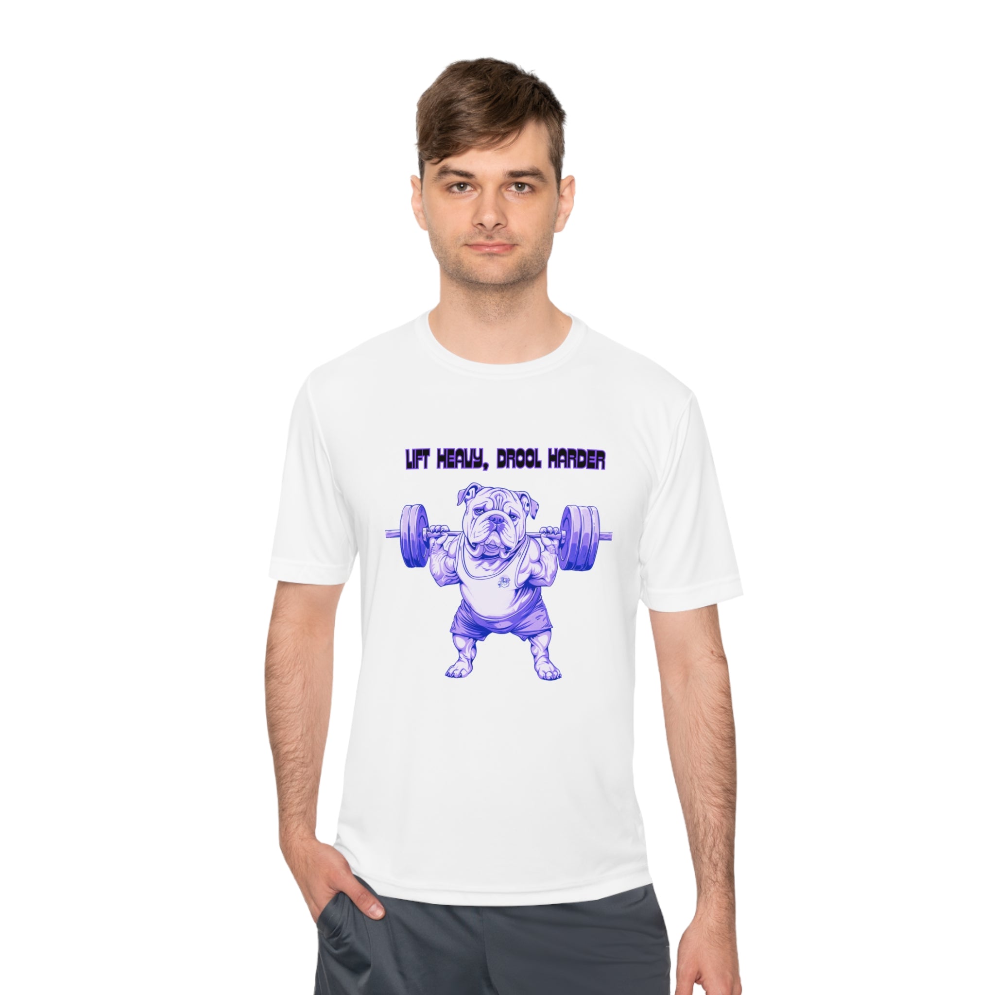 Tipsy Bullly Ripped Bulldog  Unisex Moisture Wicking Performance T-Shirt (English/Purple )