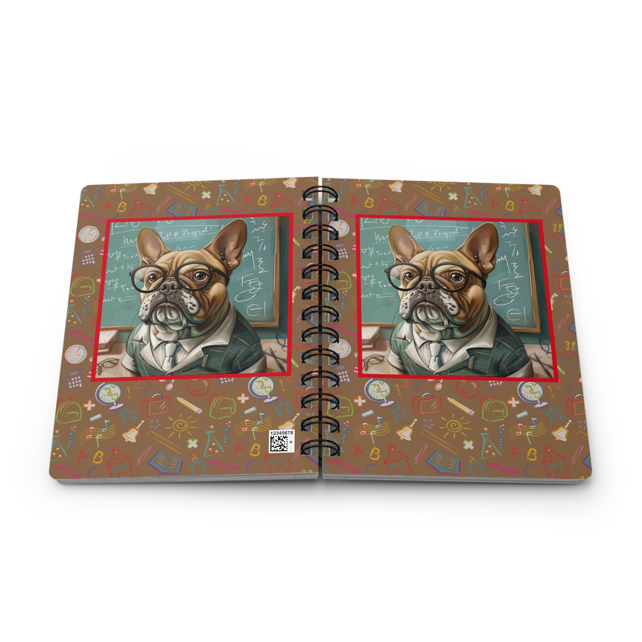 Smarty Paws Back-to-School Bulldog Spiral Notebook (Tan/French)