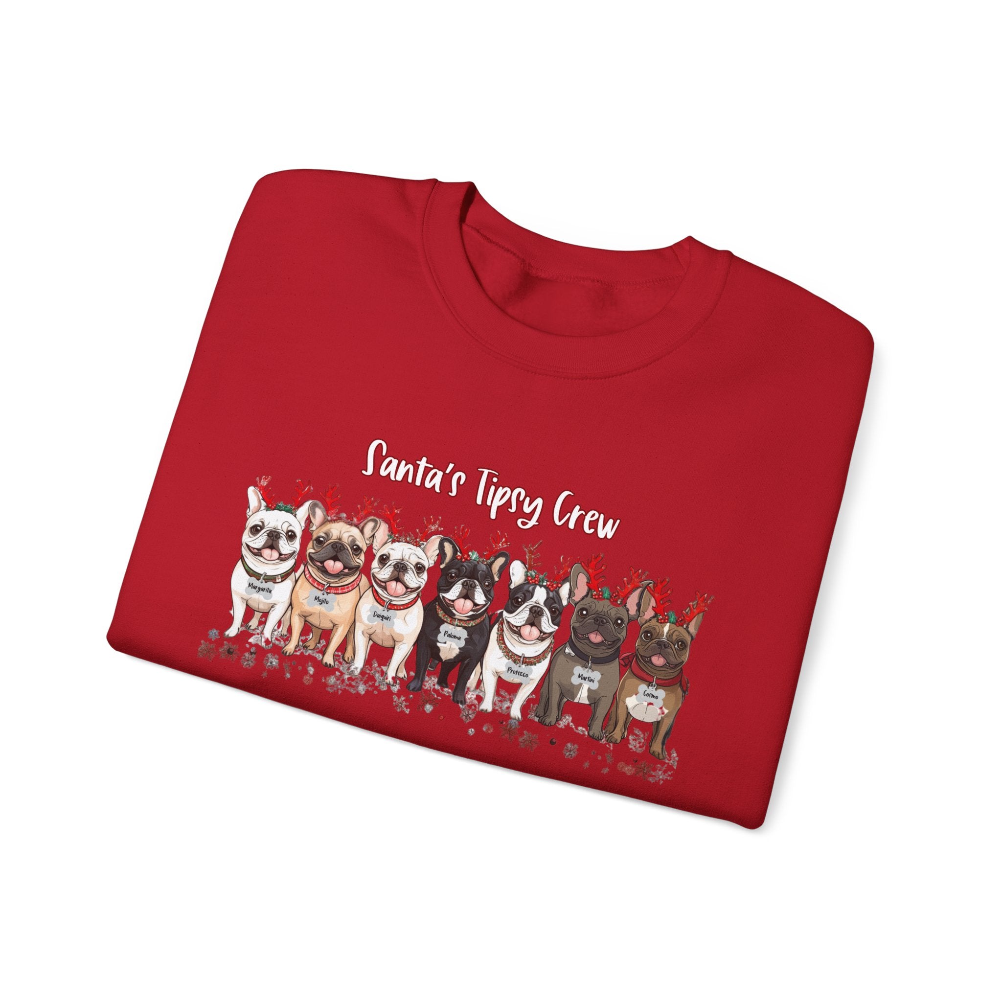 “Santa’s Tipsy Crew” Christmas Crewneck Sweatshirt - Unisex color option - French Bulldog mom sweatshirt | Tipsy Bully