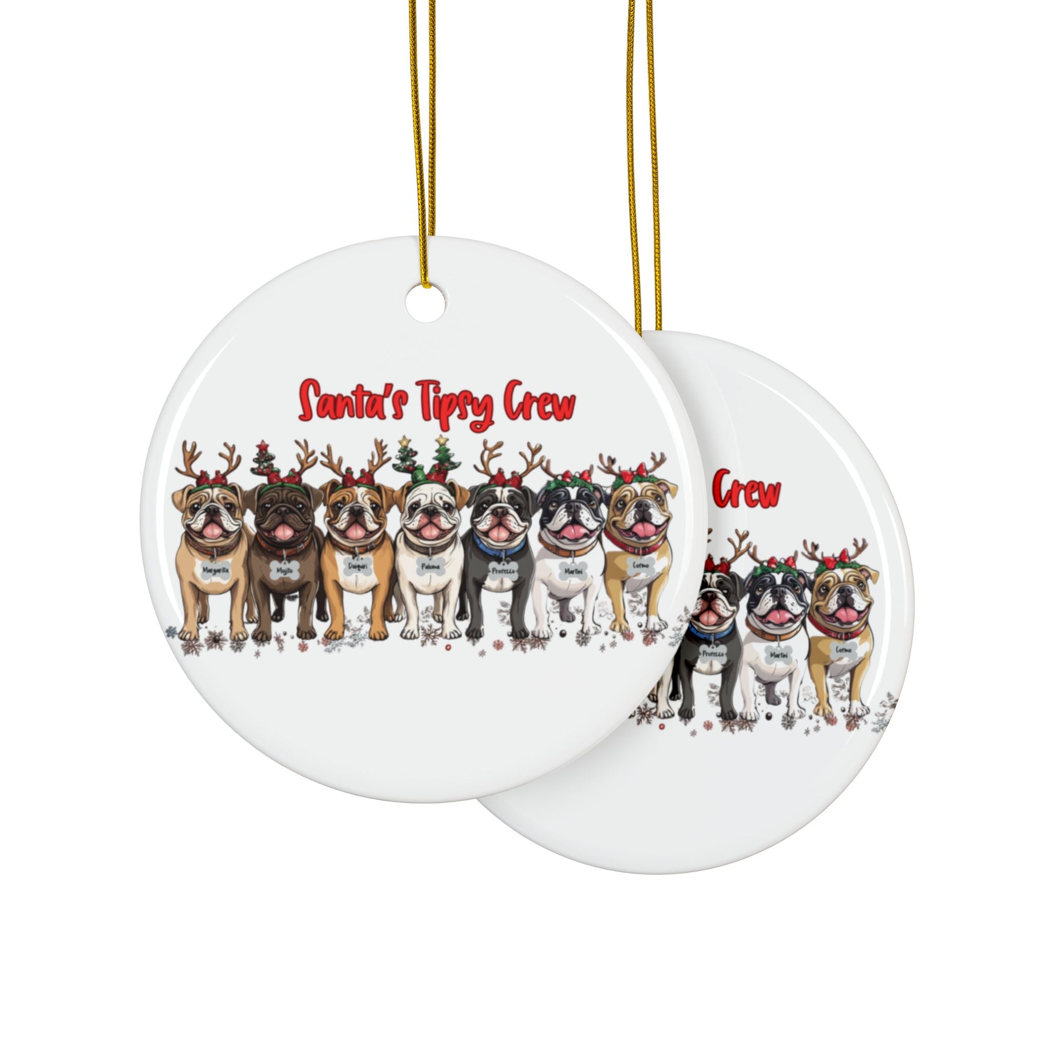 Santa's Tipsy Crew Christmas ornament (1pc, 3pcs, 5pcs, 10pcs/English)