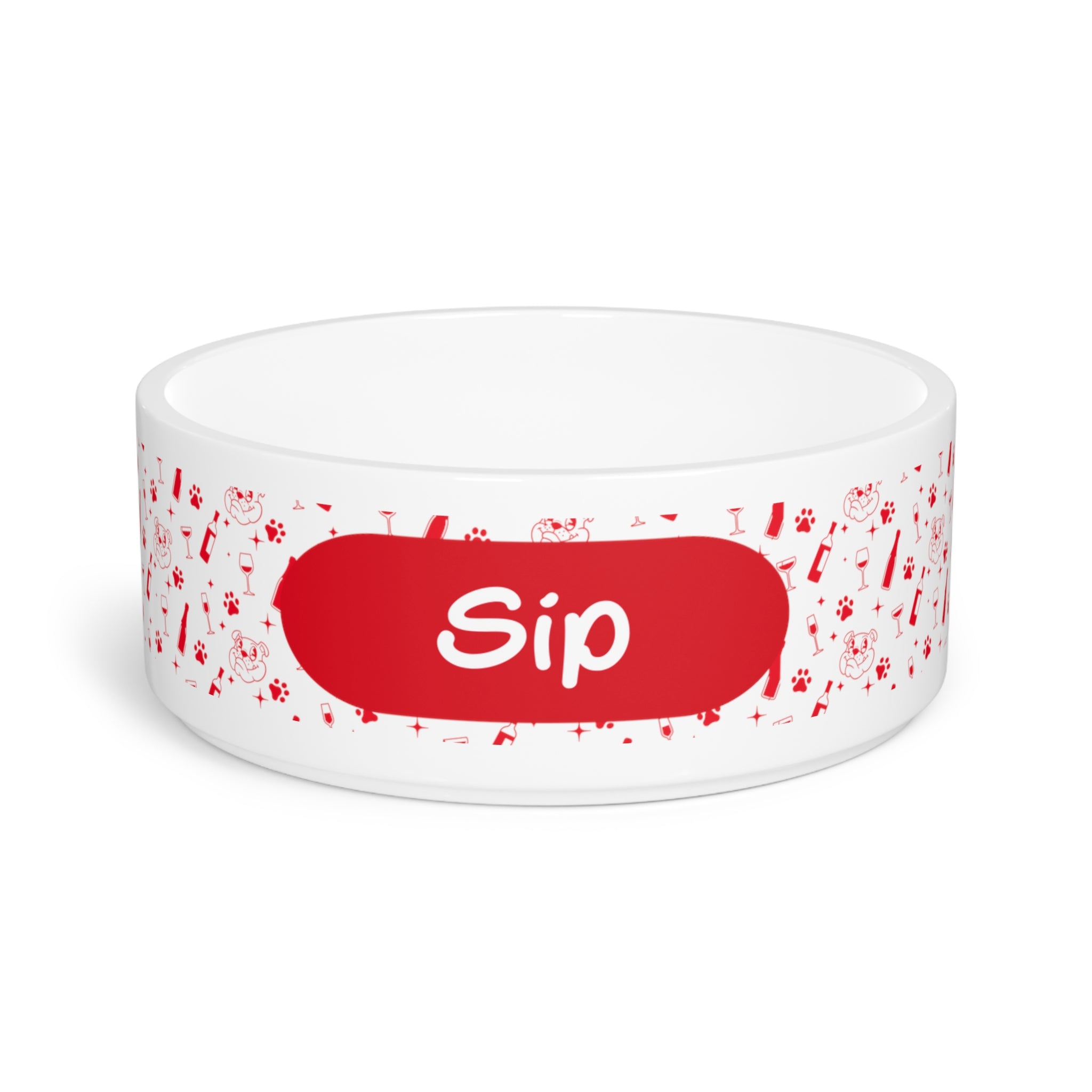 Tipsy Bully "Sip" Dog Water Bowl (Red)