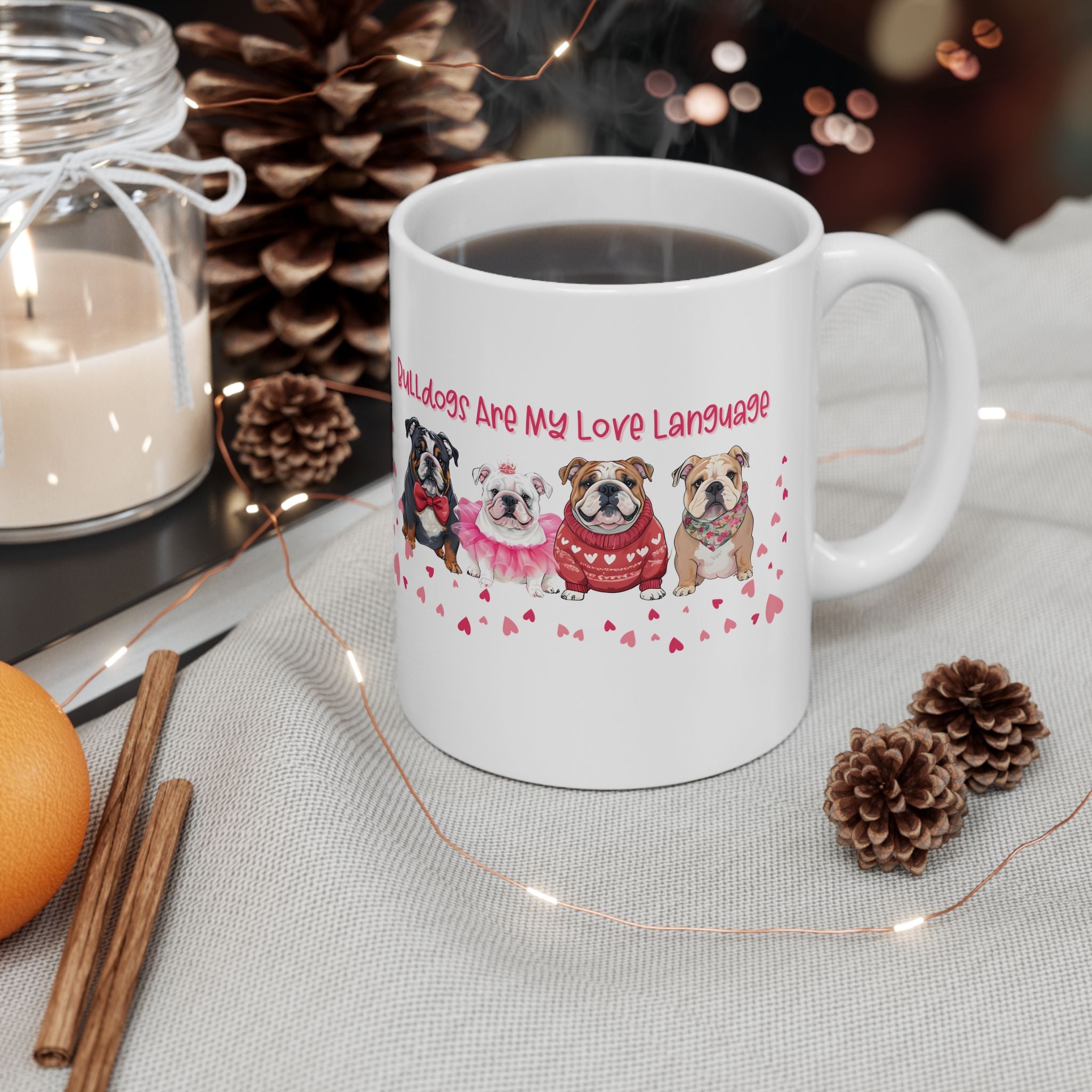 Bulldog Valentine’s Day Coffee Mug (11oz, 15oz / English)