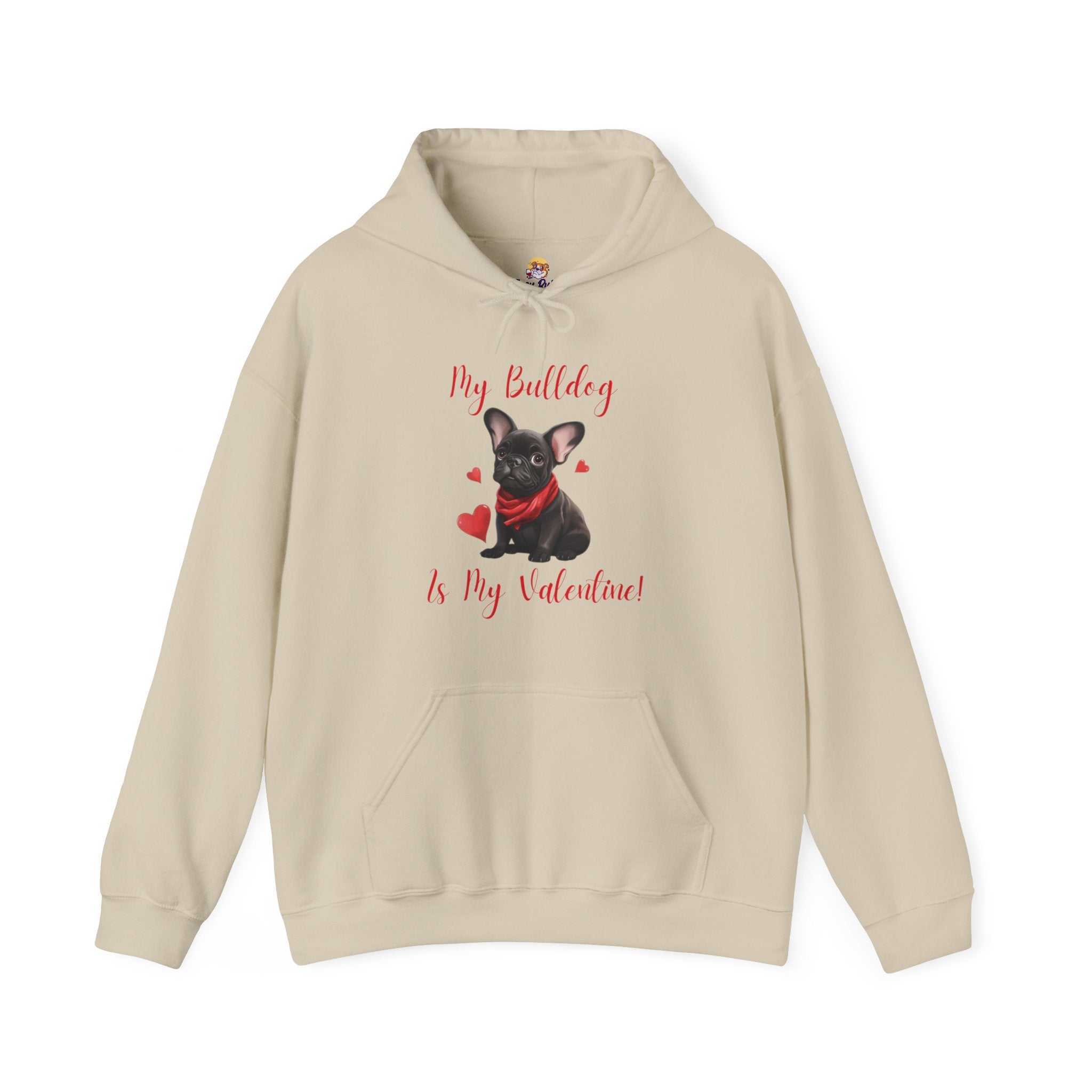 My Bulldog Is My Valentine" - Customizable Bulldog Valentine's Day Hoodie from Tipsy Bully (French/Black)