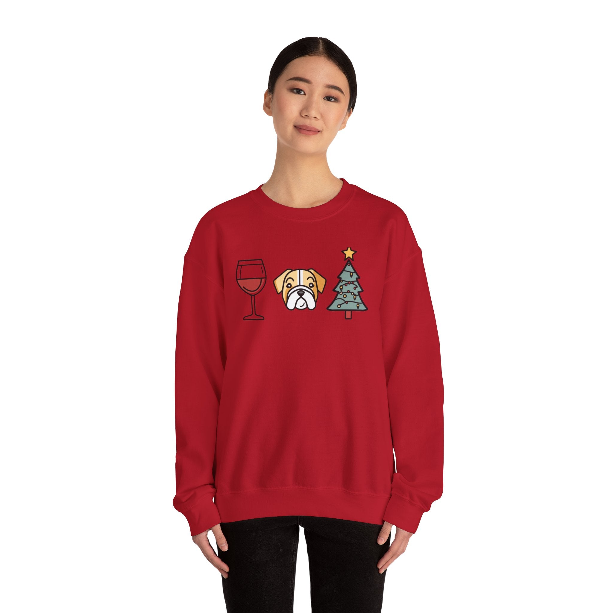 "Santa Paws & Merlot Cheer" Christmas Crewneck Sweatshirt - Unisex (English)