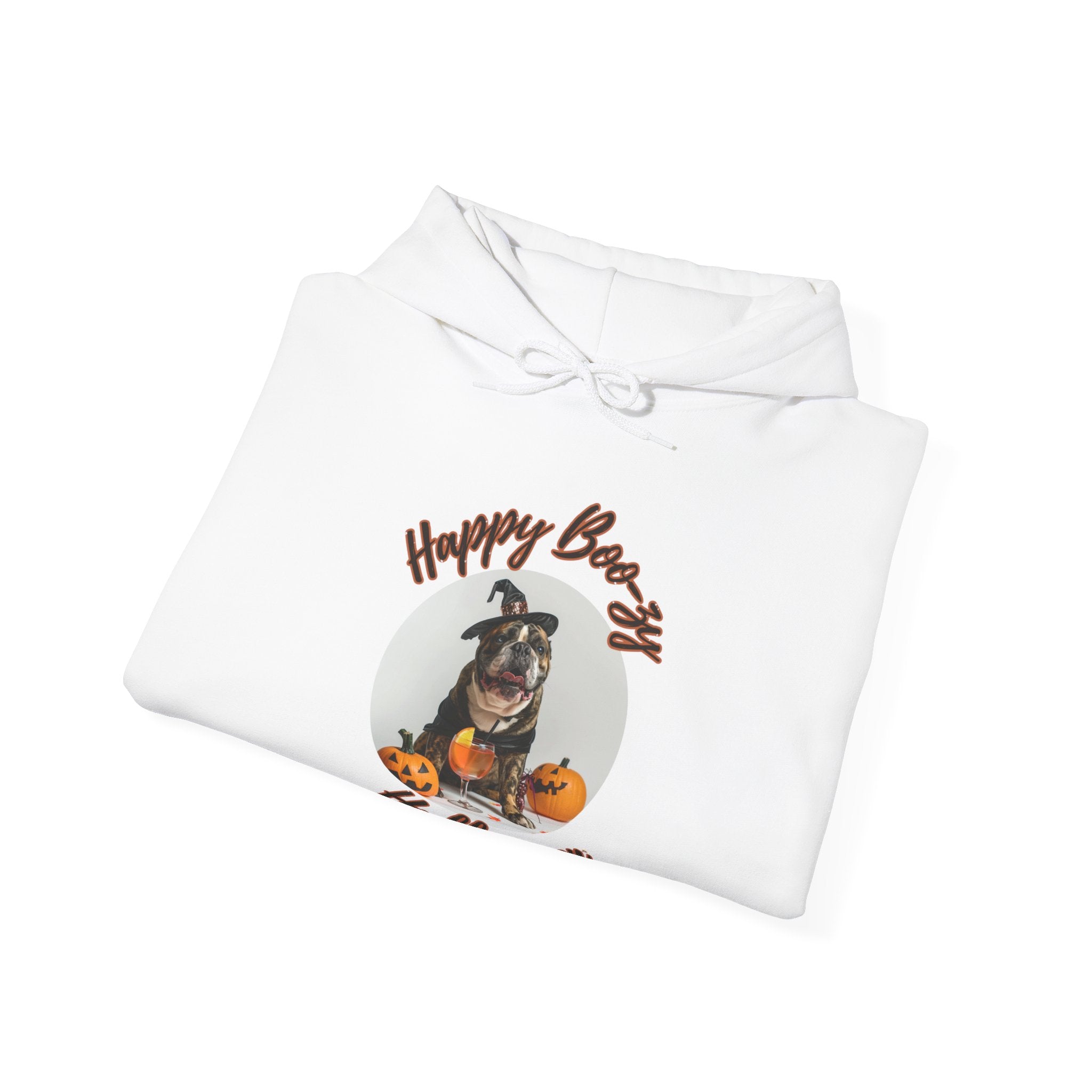 "Happy Boo-zy Halloween" Halloween Bulldog Hoodie (Black/English)