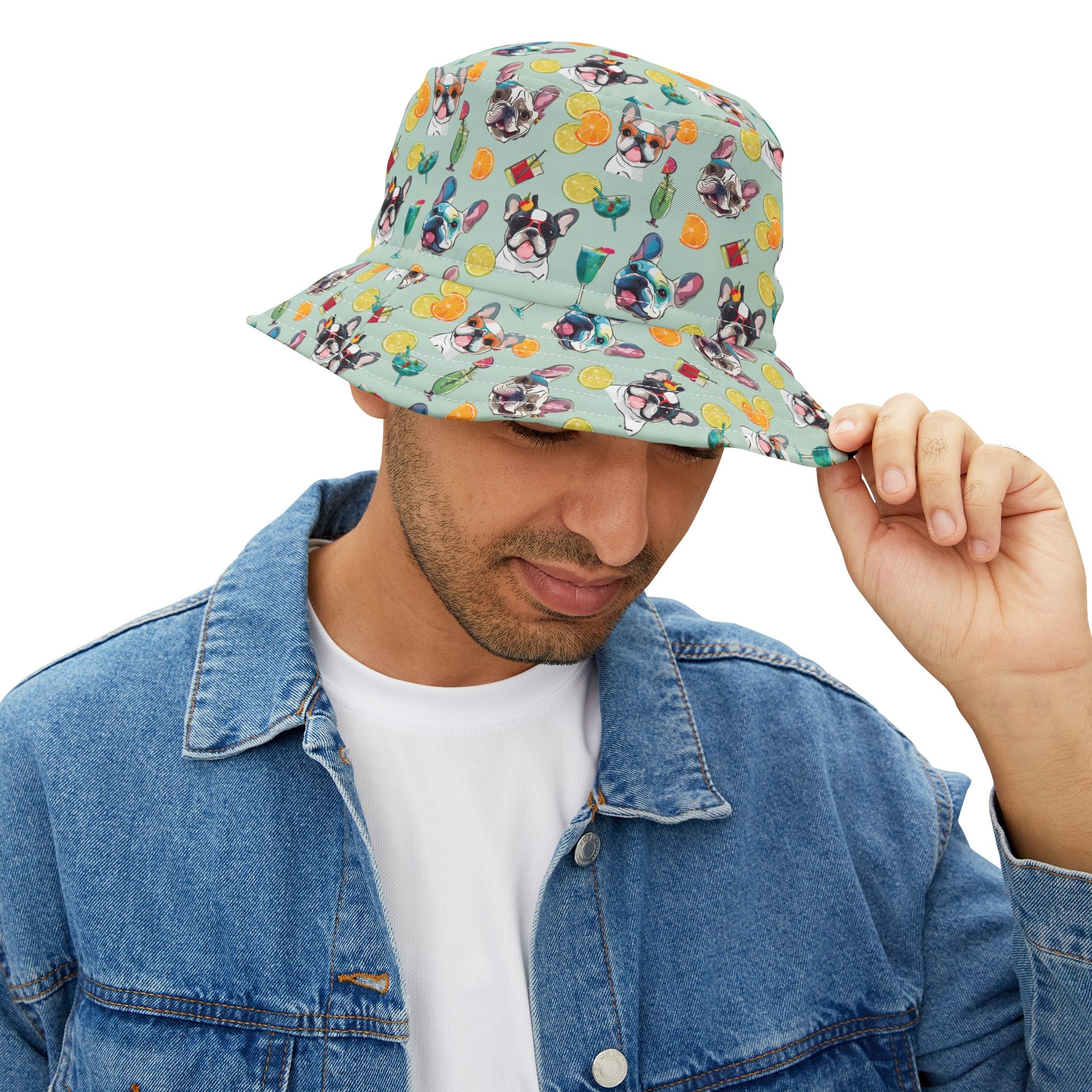 Tipsy Bully Unisex Summer Cocktail Bucket Hat (French/Green)