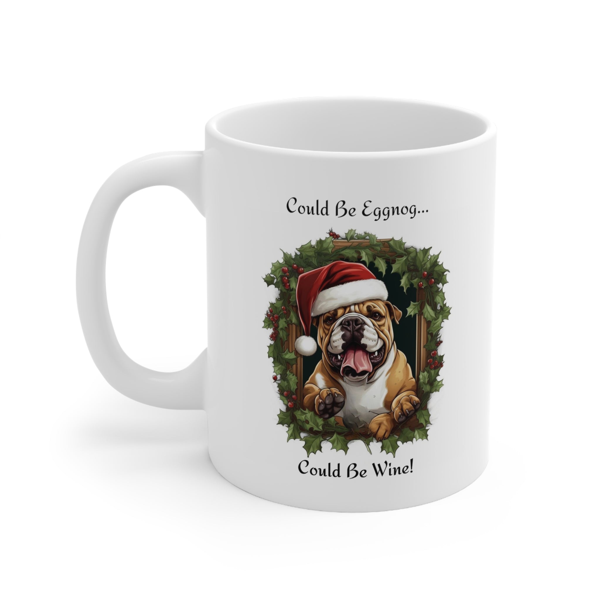 🎄🍷 Tipsy Bully's "Could Be Eggnog... Could Be Wine" Xmas Mugs-English Bulldog 🍷🎄