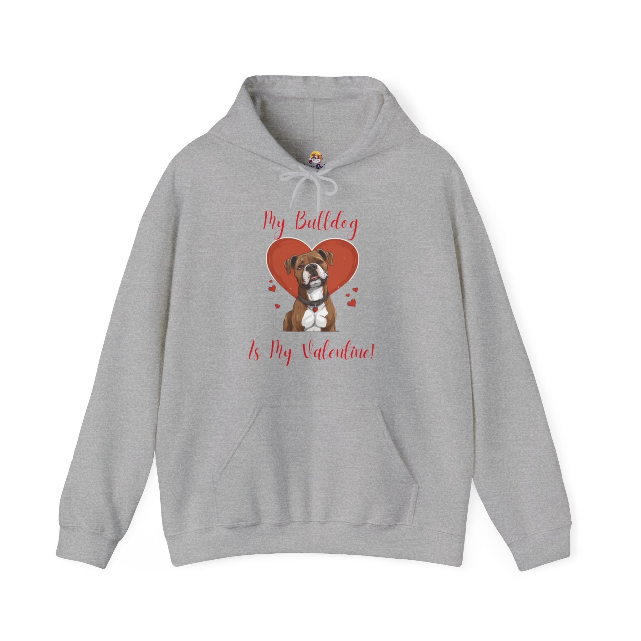 My Bulldog Is My Valentine" - Customizable Bulldog Valentine's Day Hoodie from Tipsy Bully (American/Brown)